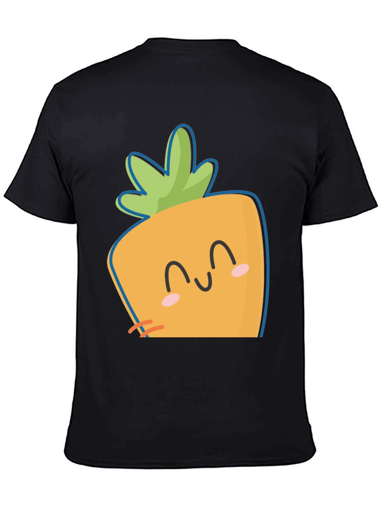 Black Cute Carrot Face Graphic Tee - Black Cotton Casual Shirt view 4