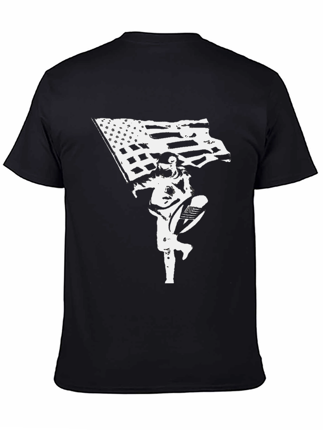 Black American Flag Astronaut Black T-Shirt view 4