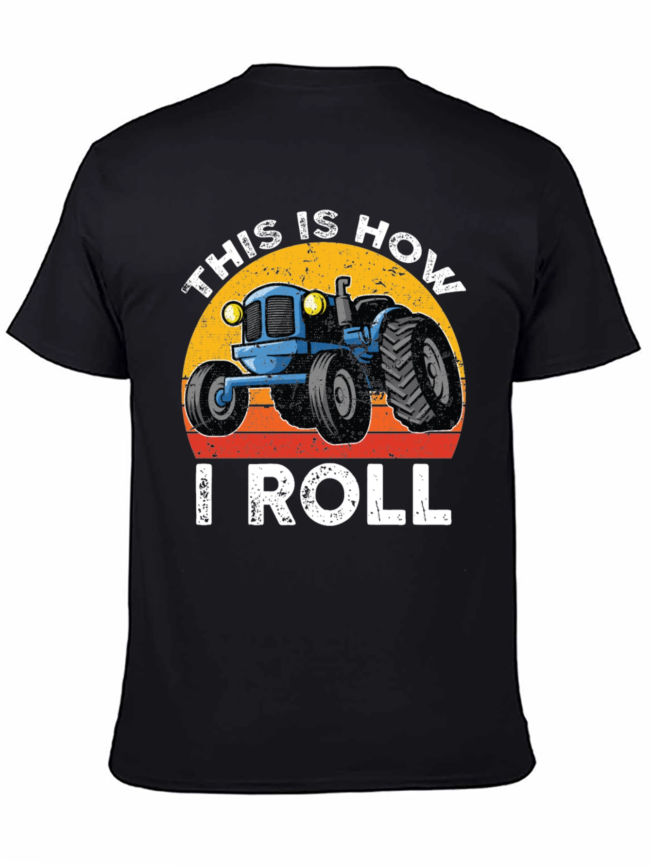 Black This is How I Roll Tractor Graphic Tee view 4