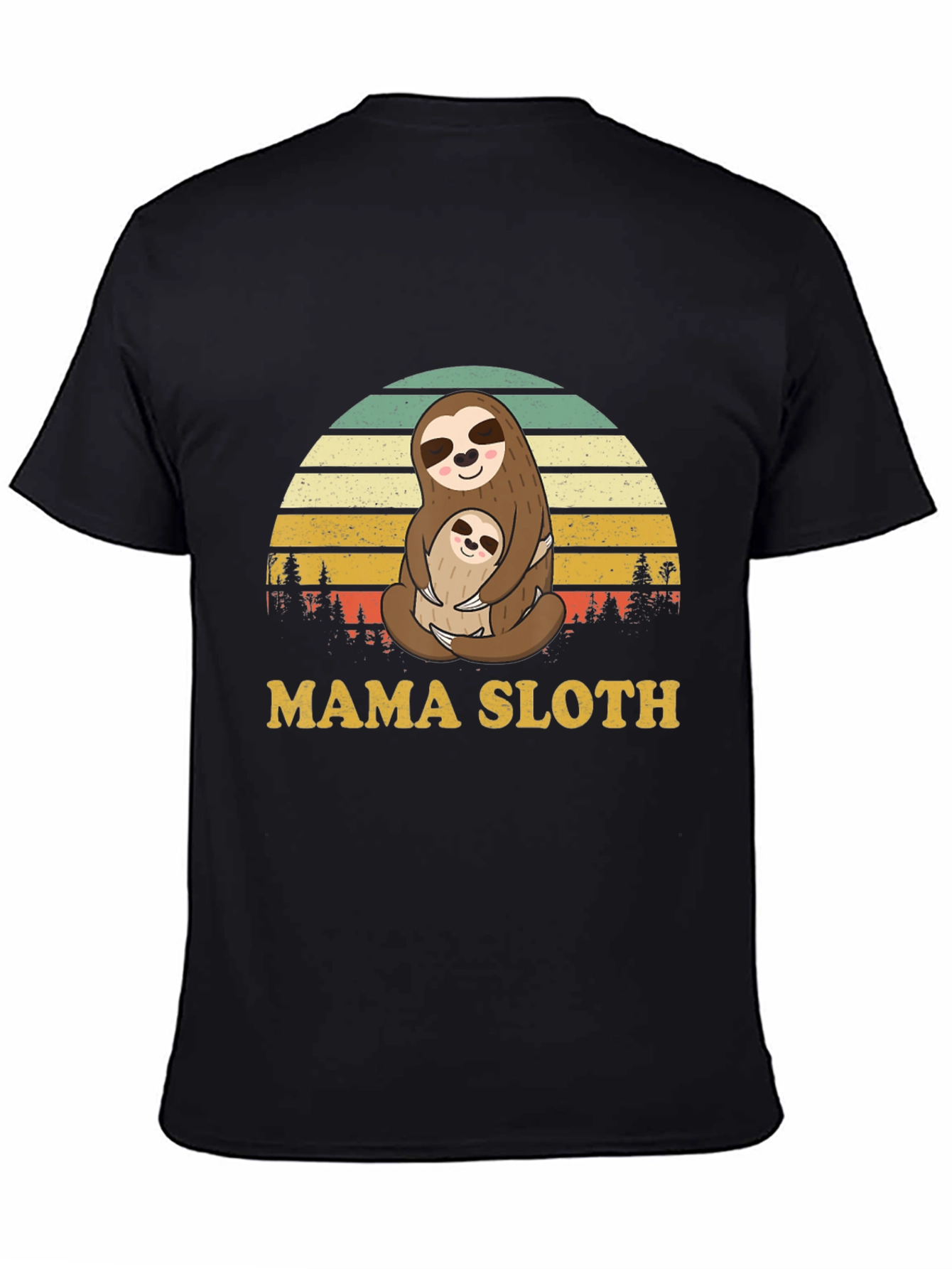 Black Mama Sloth T-Shirt - Cute Mother's Day Gift view 4