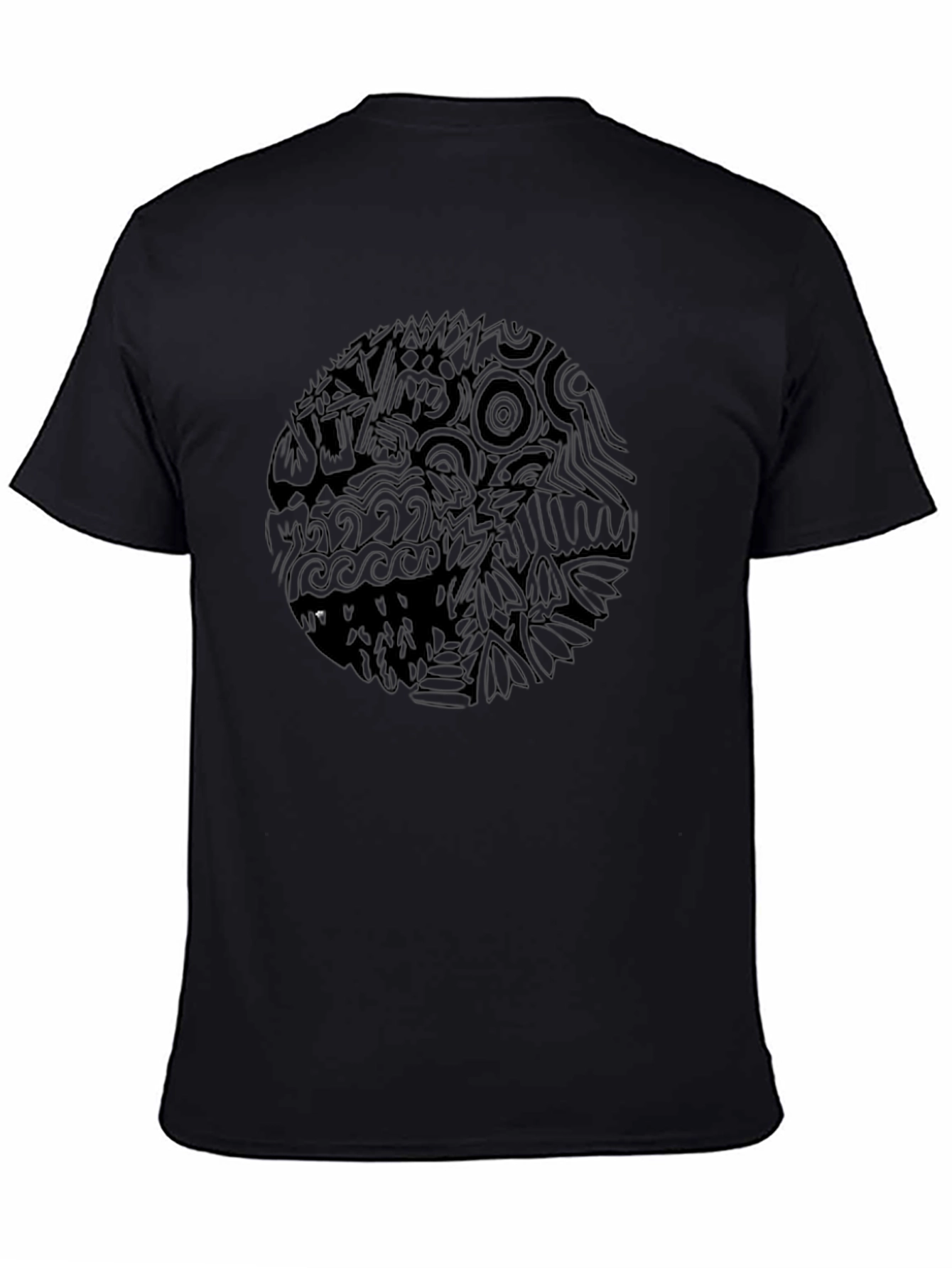 Abstract Graphic Print Men's Black T-Shirt - 4