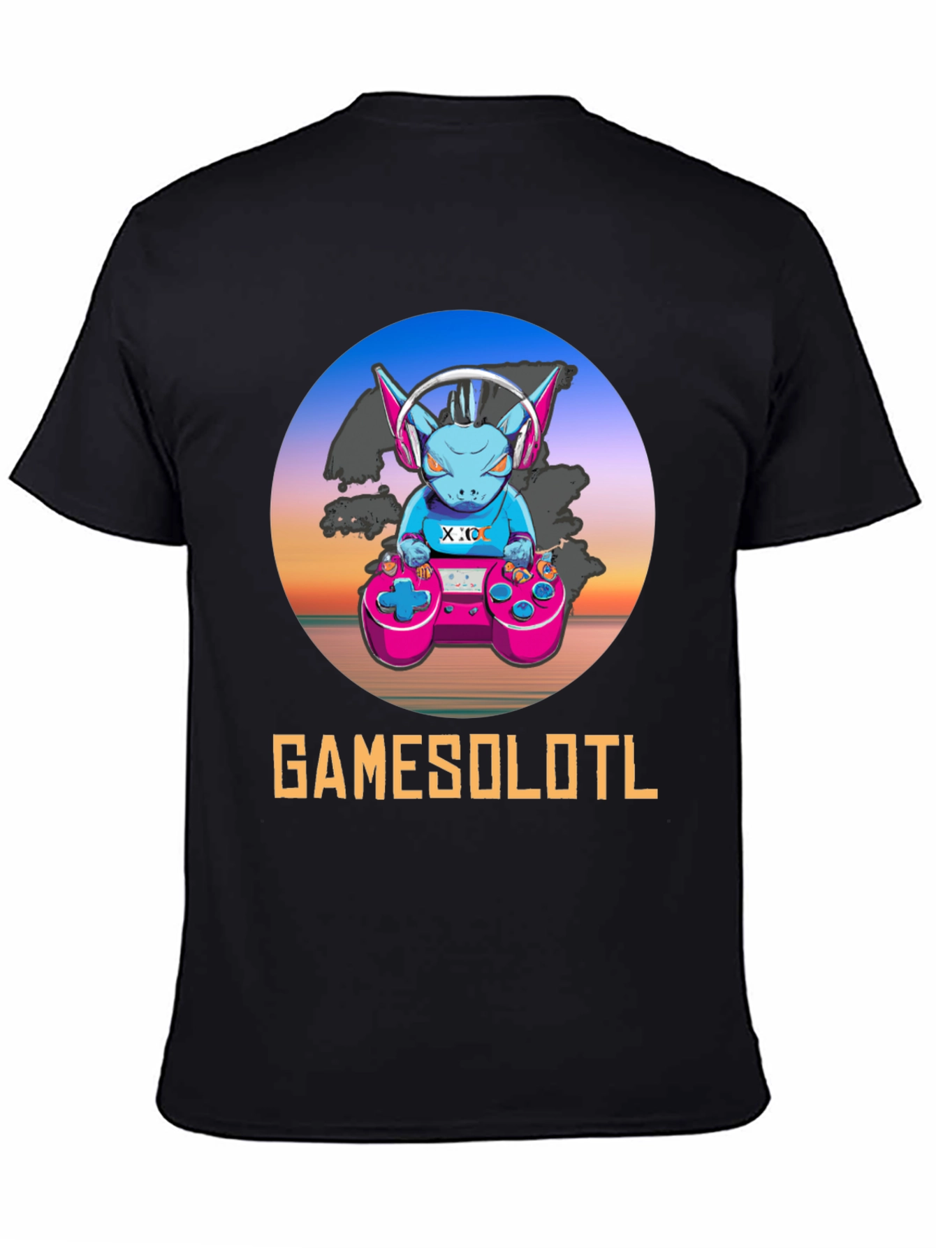 Black GAMESOLOTL Black Gaming T-Shirt  view 4