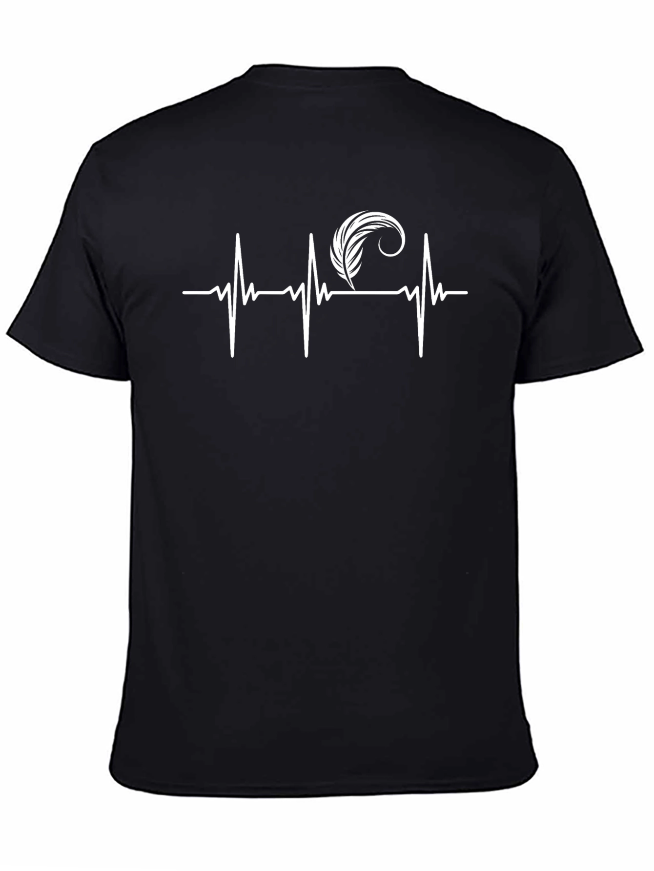 Black Feather Heartbeat T-Shirt - Stylish Graphic Tee view 4