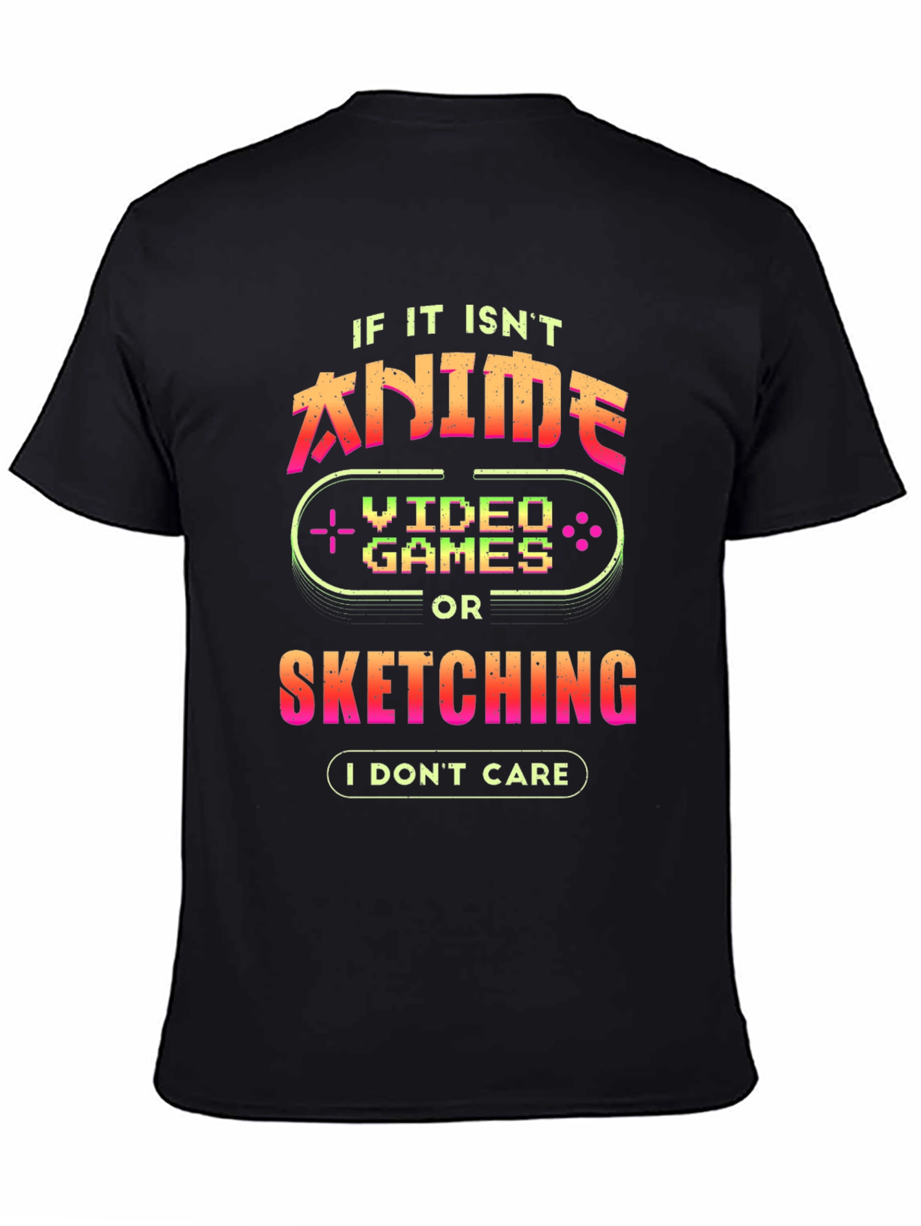 Black Anime Video Games Sketching Graphic Tee view 4
