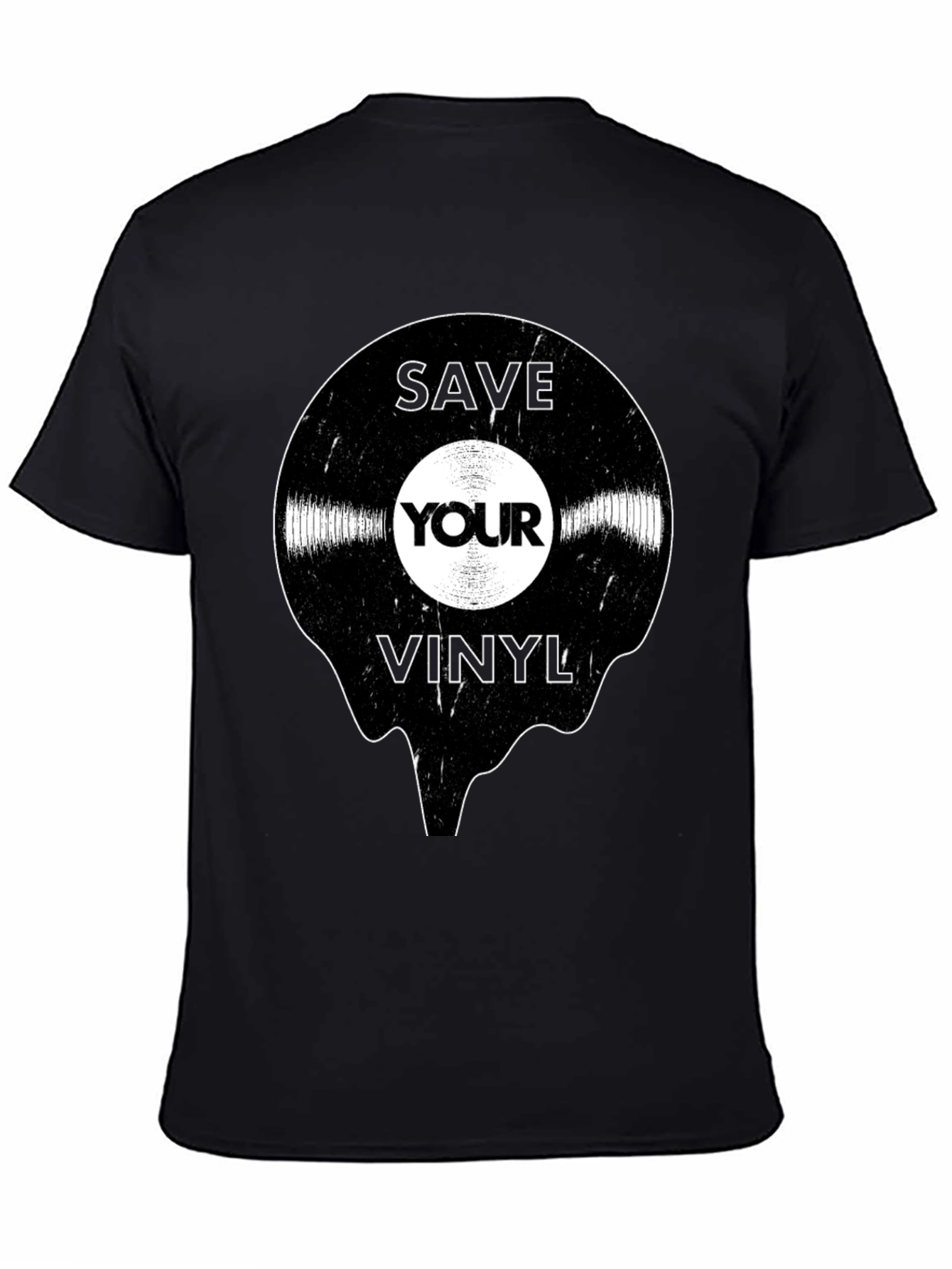 Black Save Your Vinyl Record Graphic T-Shirt - Retro Music Lover Tee view 4
