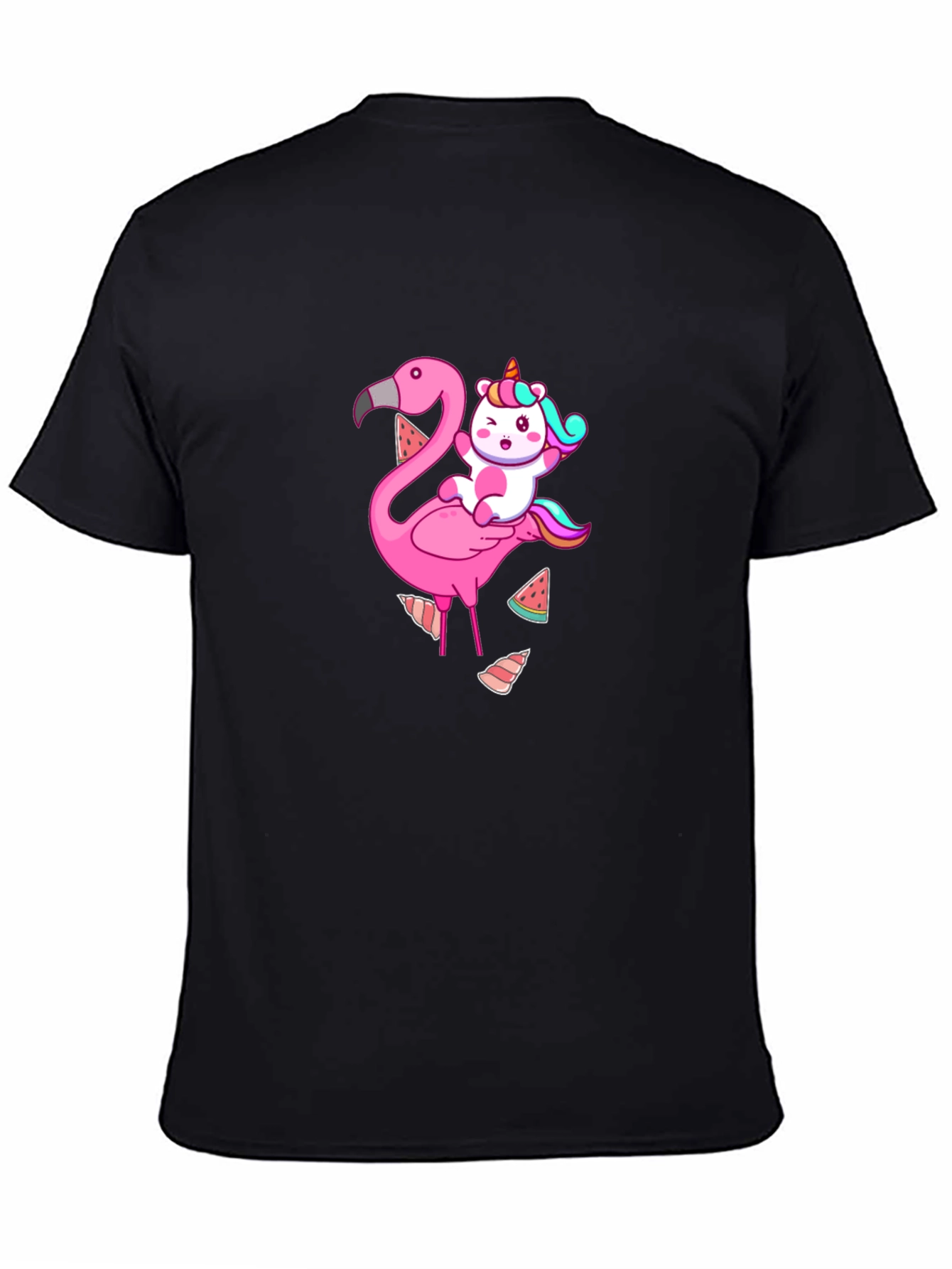 Black Unicorn & Flamingo Graphic Tee - Black T-Shirt view 4
