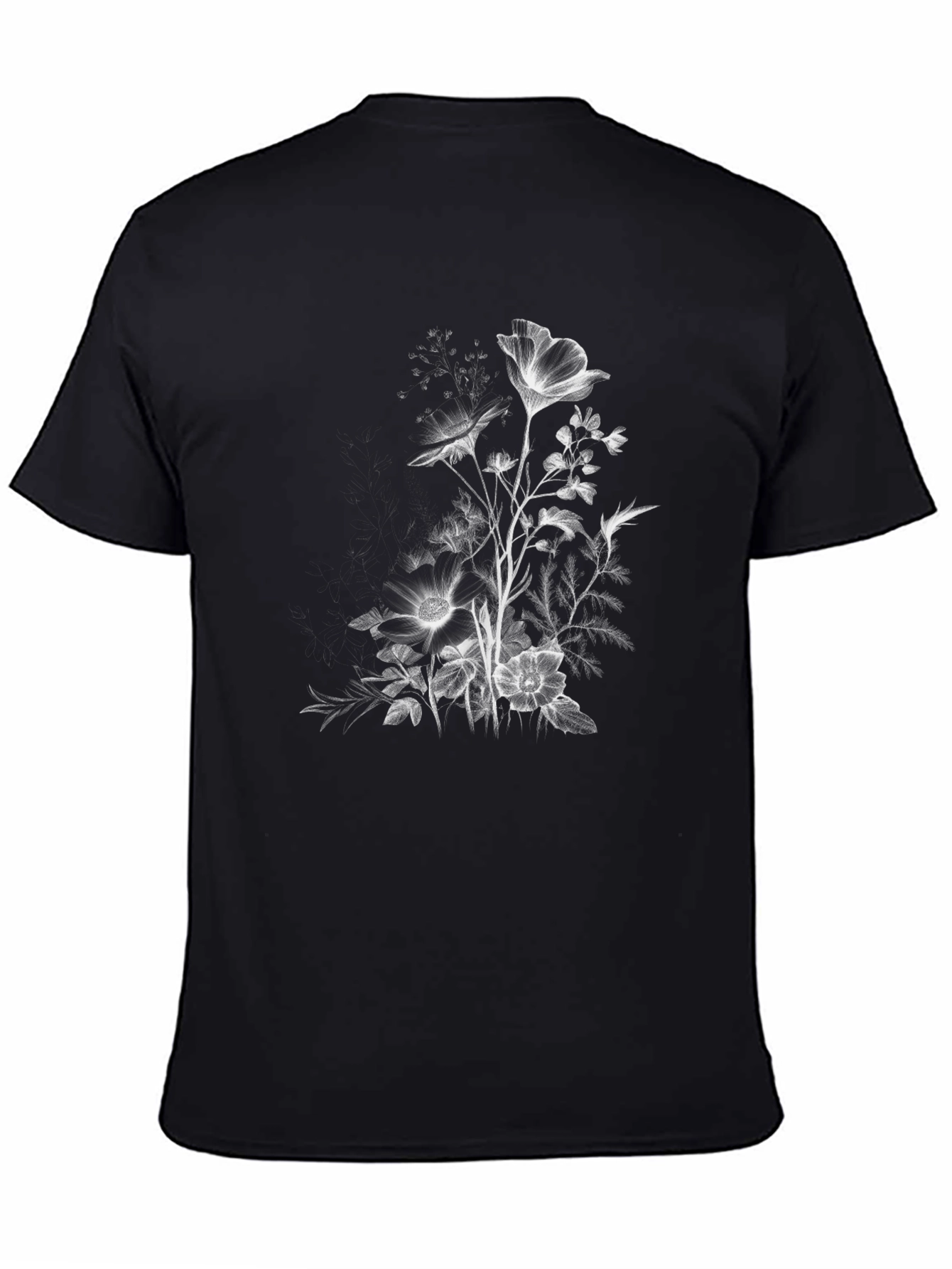 Black Floral Print Black Casual T-Shirt view 4