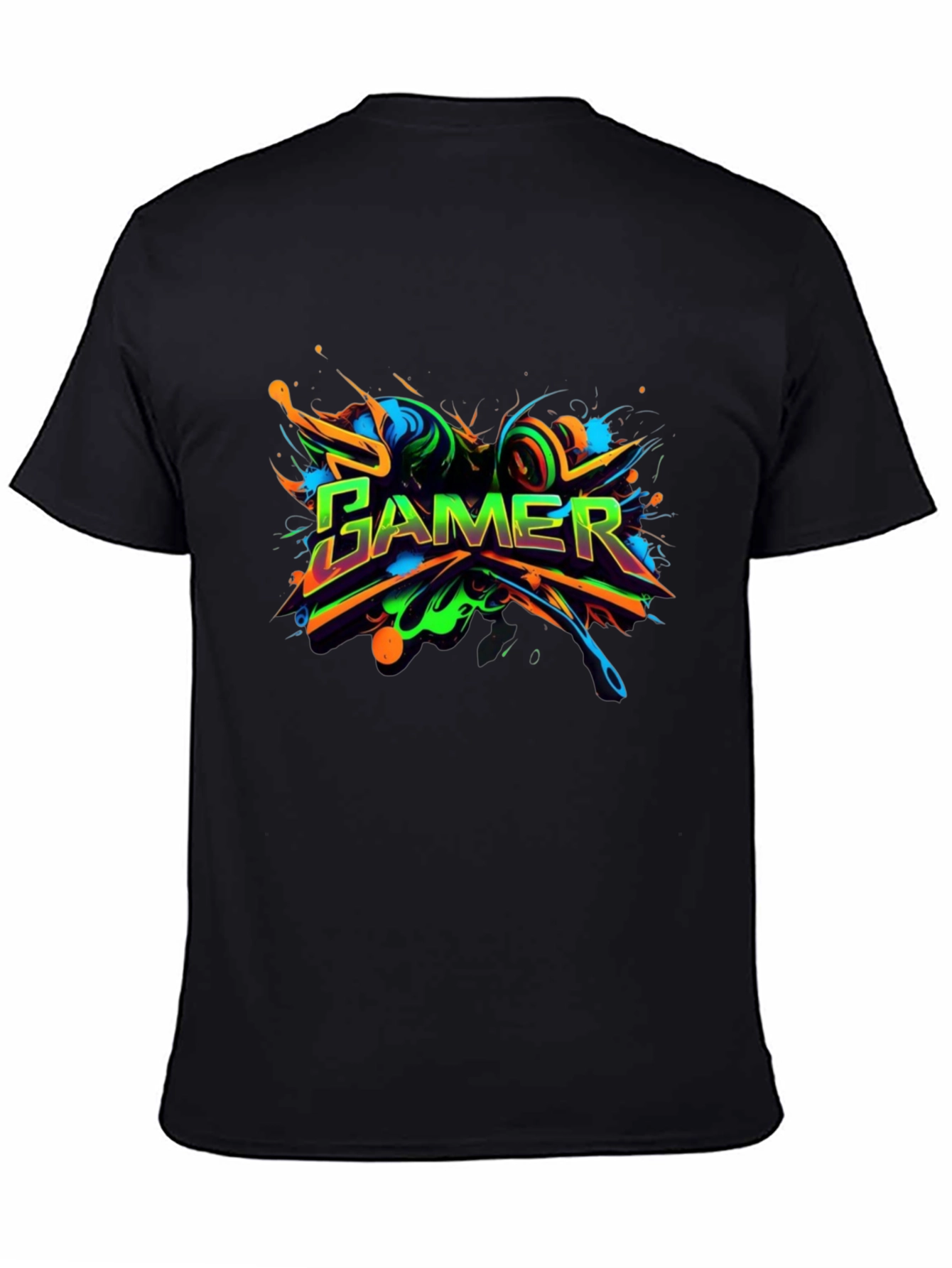 Black Gamer Graphic Tee - Vivid Design, Soft Fabric view 4