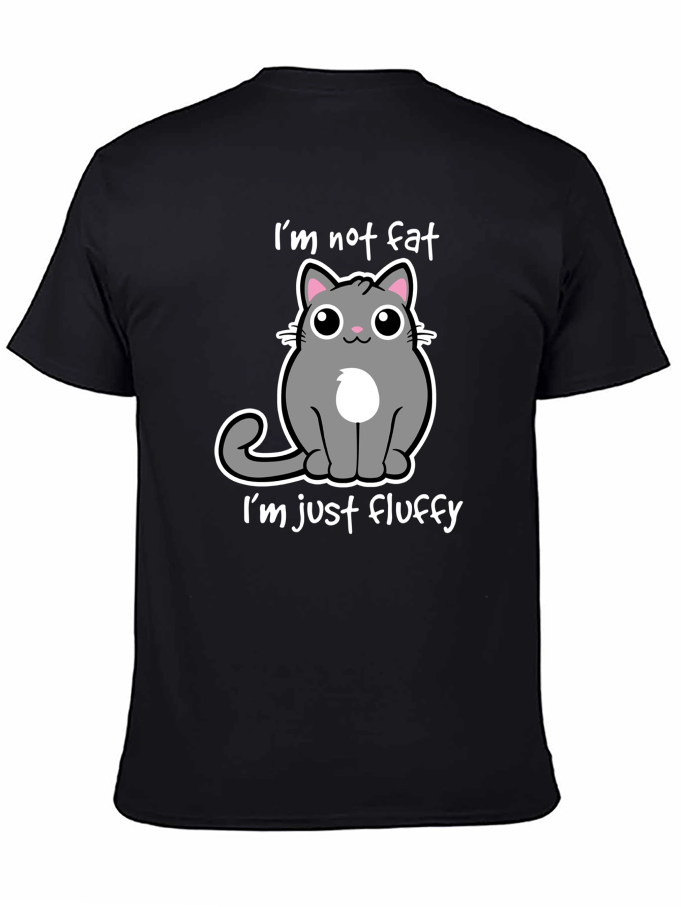 Black I'm Not Fat, I'm Just Fluffy - Cat T-Shirt view 4