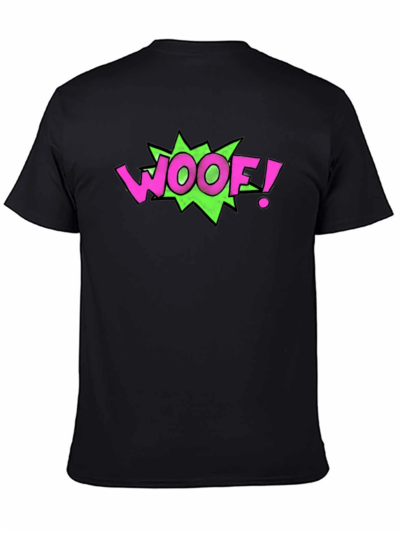 Black Woof! Graphic Print Crew Neck Black T-Shirt view 4