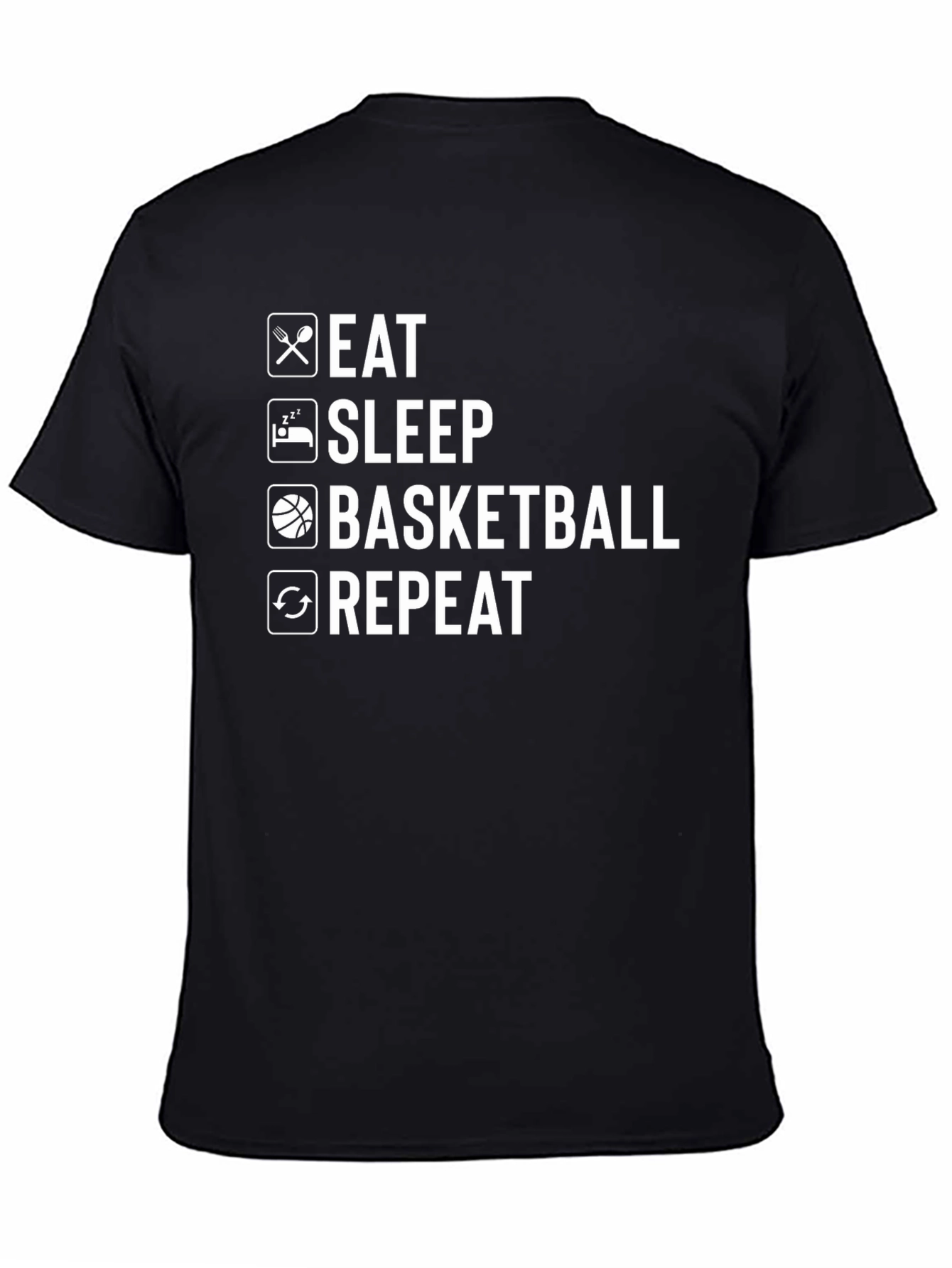 Black Eat Sleep Basketball Repeat Graphic Tee view 4