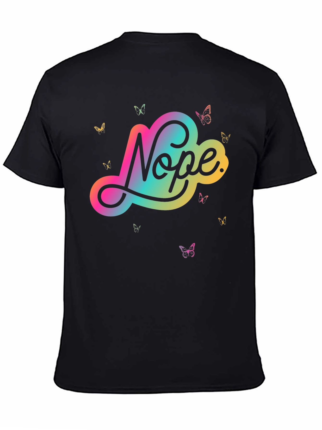 Black Nope Butterfly Graphic Tee - Modern Casual Style view 4