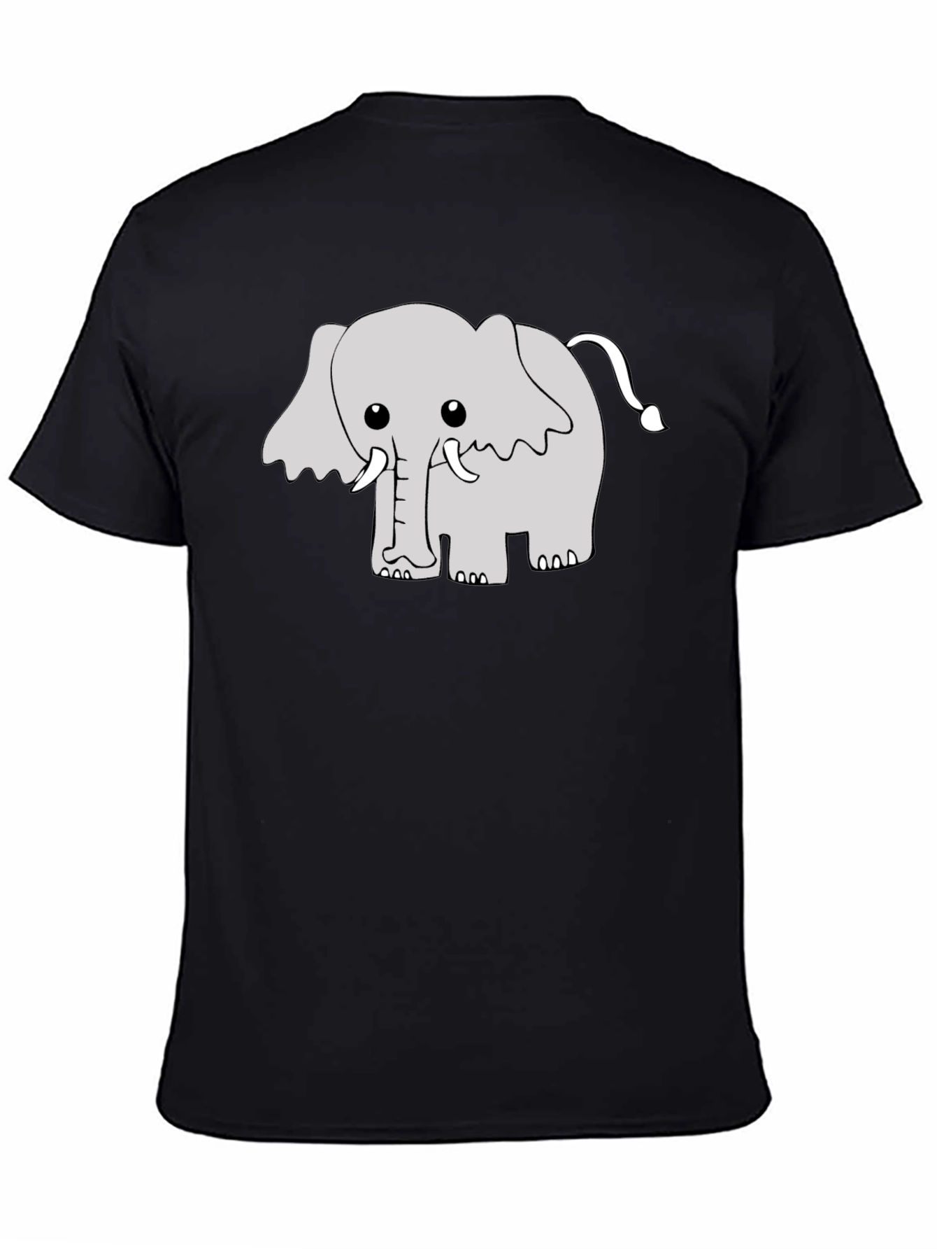 Black Cute Cartoon Elephant Graphic Tee - Black view 4