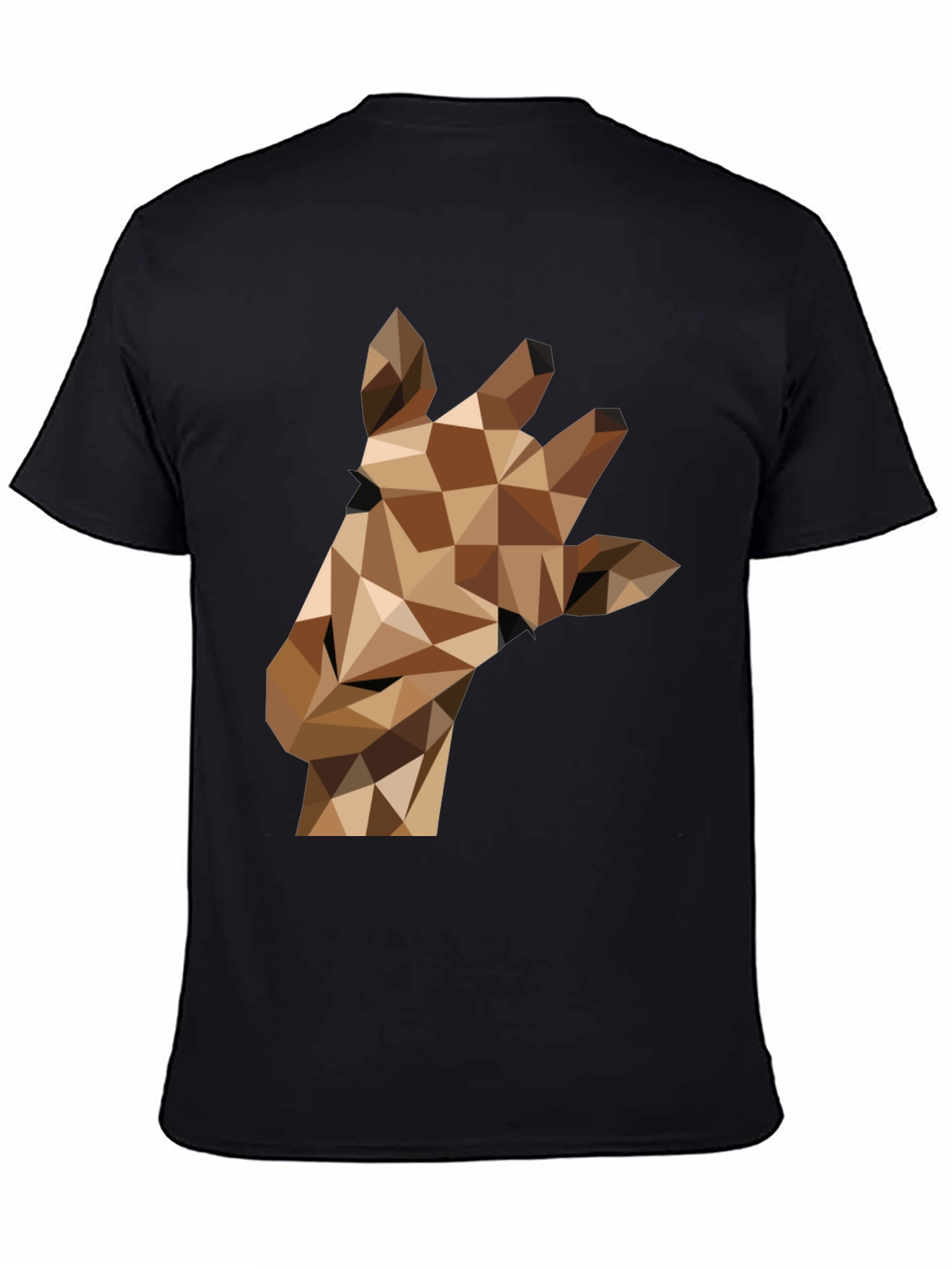 Black Geometric Giraffe Tee - Modern Animal Print Shirt view 4