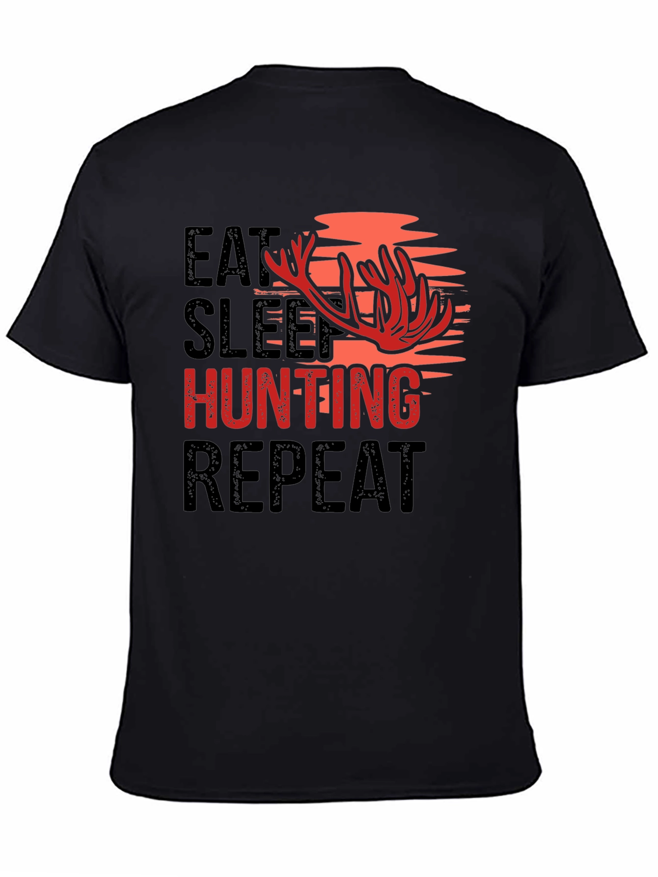 Black Eat Sleep Hunting Repeat Graphic Tee view 4