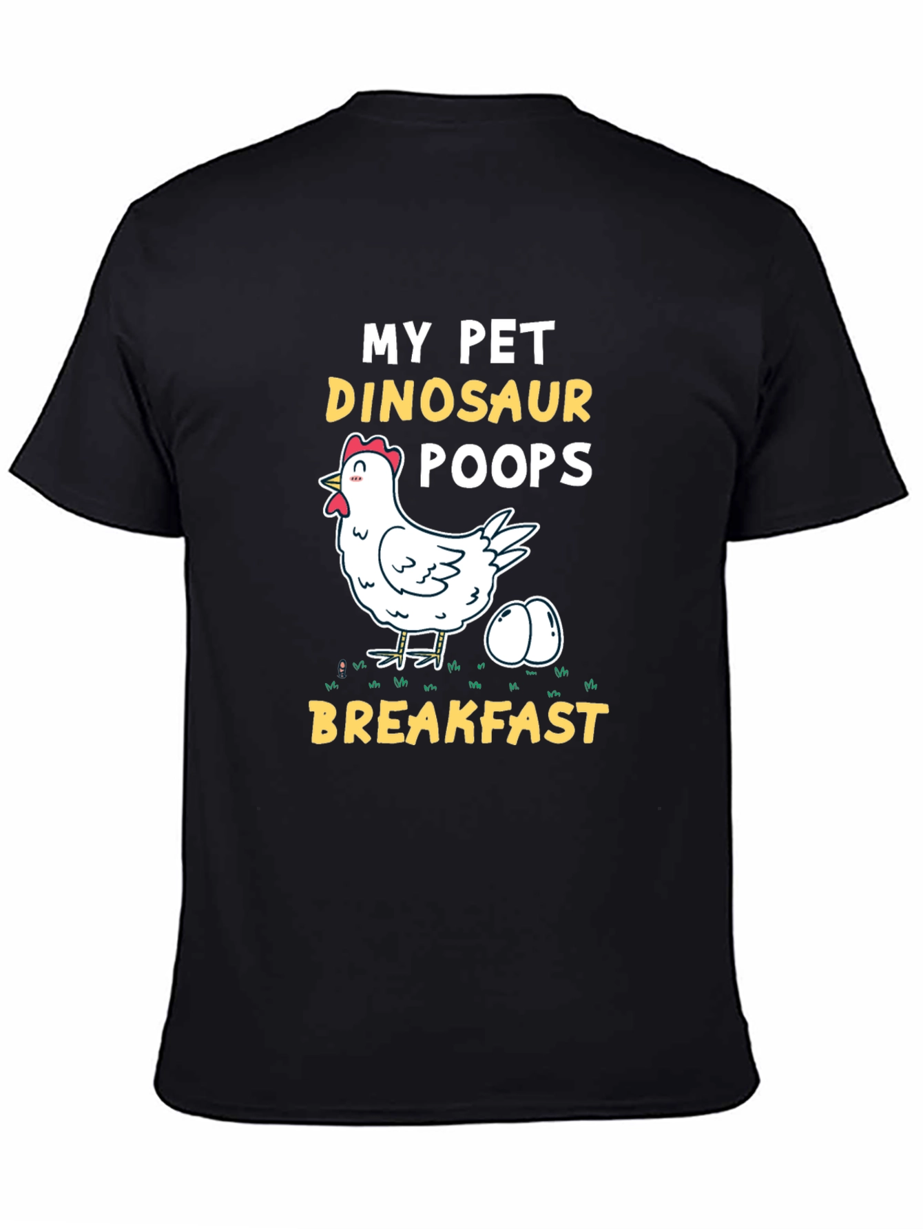 Black My Pet Dinosaur Chicken T-Shirt - Novelty Breakfast Tee view 4