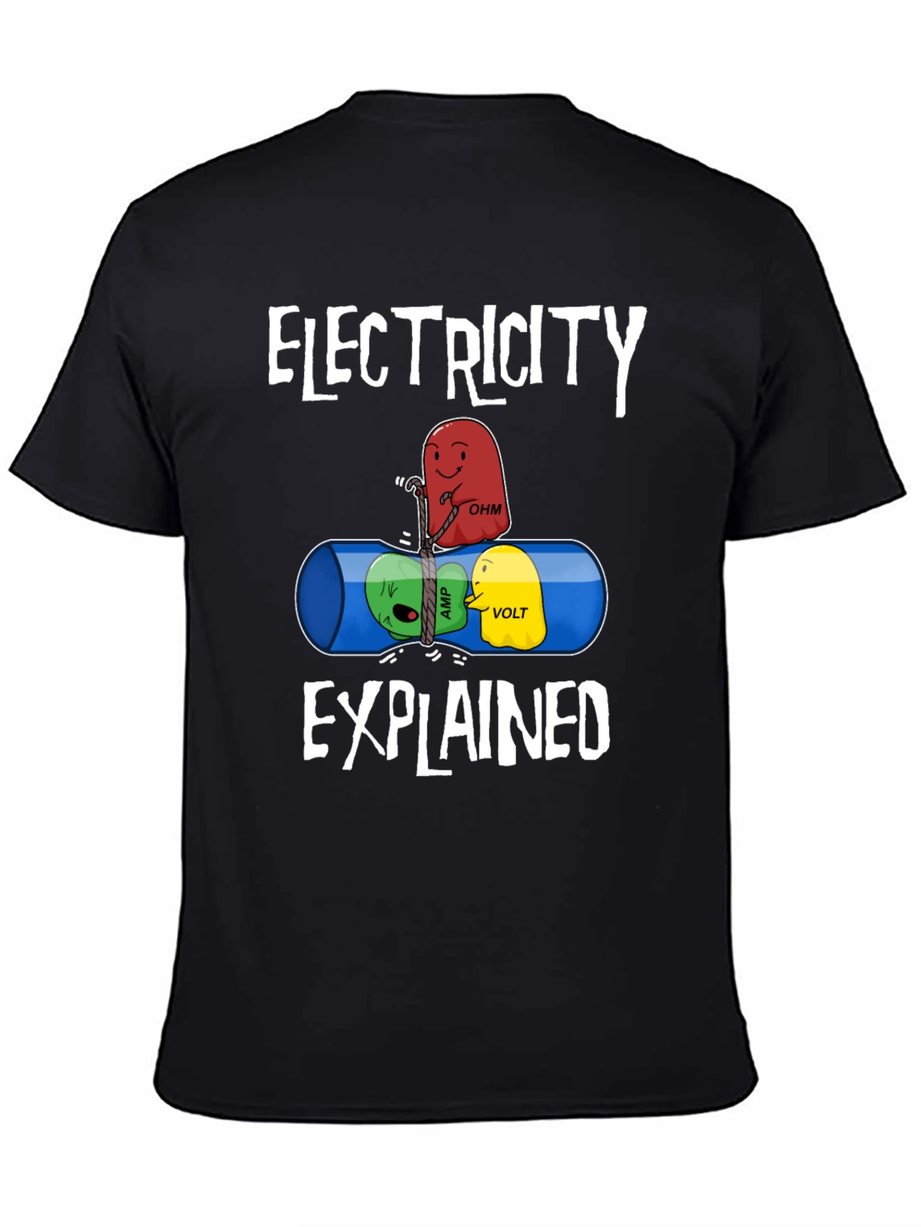 Black Electricity Explained Graphic T-Shirt view 4
