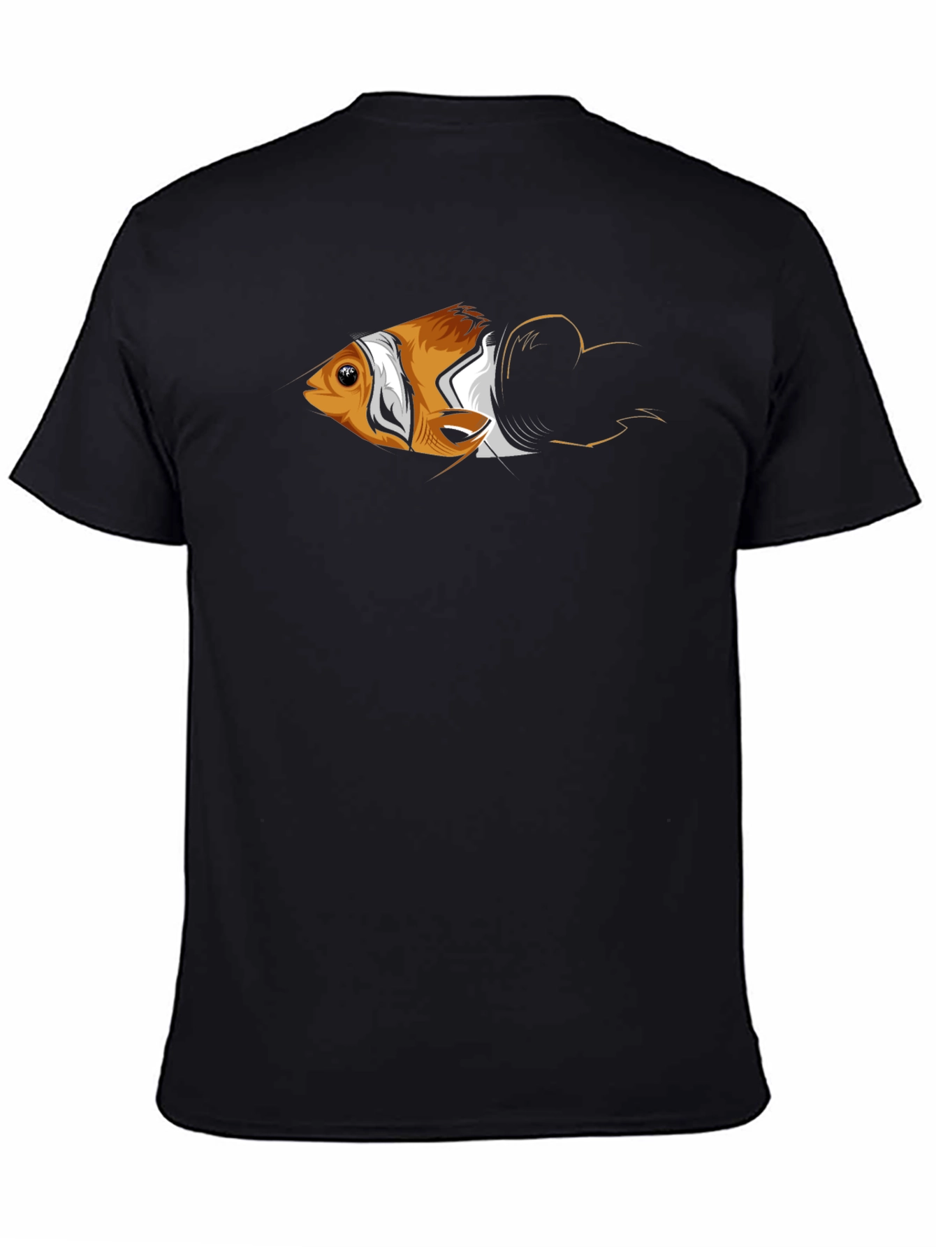 Black Clownfish Graphic Print Men's Black T-Shirt view 4