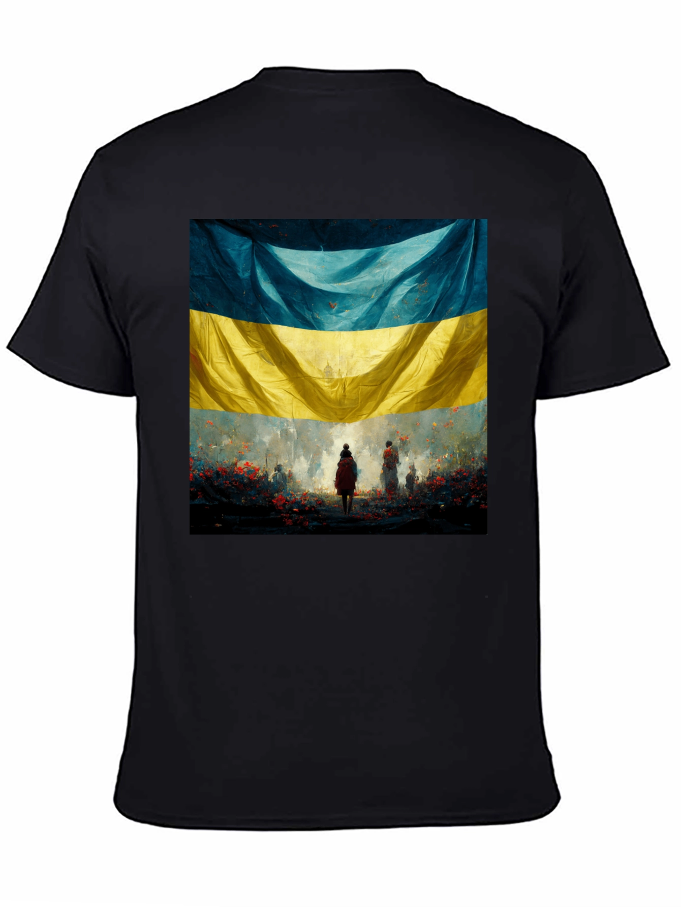 Black Ukraine Flag Art Graphic T-Shirt view 4