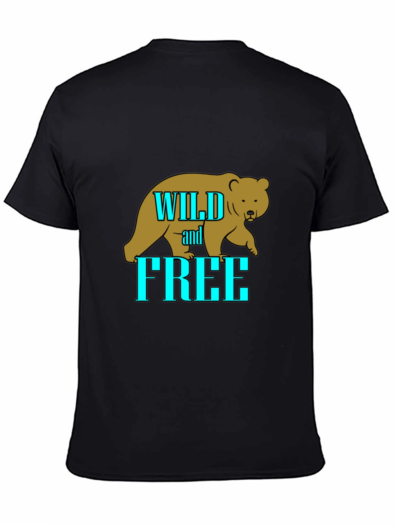Black Wild and Free Bear Graphic T-Shirt - Black view 4
