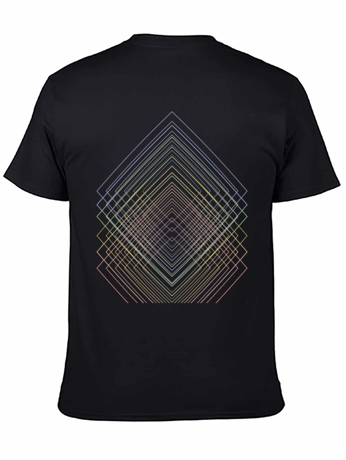 Black Geometric Illusion T-Shirt view 4