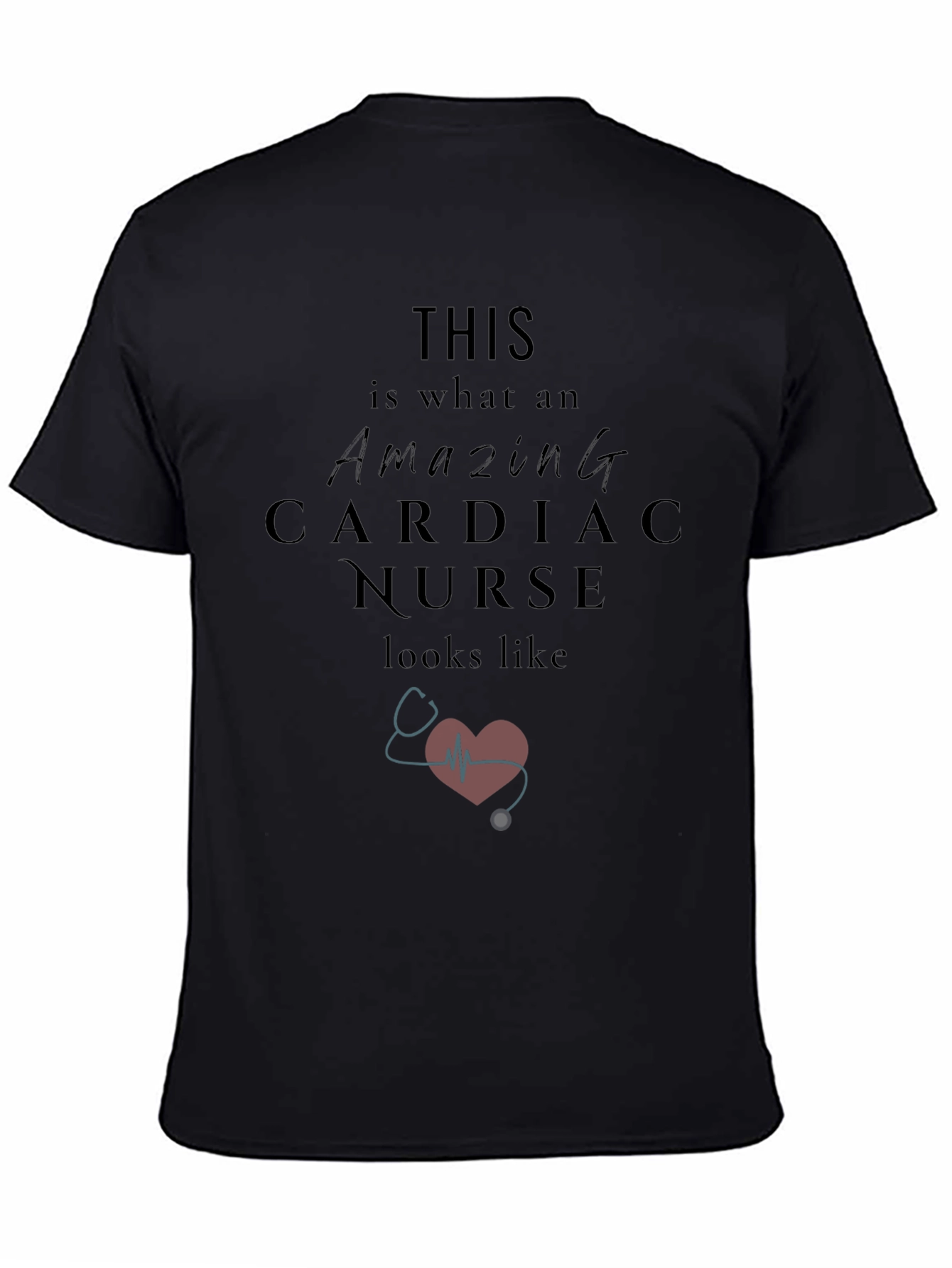 Black Amazing Cardiac Nurse Graphic T-Shirt view 4