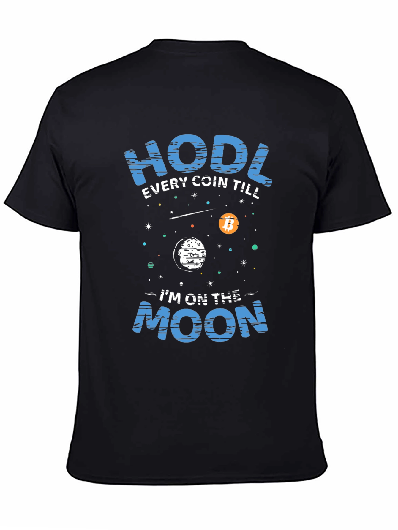 Black HODL Crypto T-Shirt - Bitcoin Moon view 4