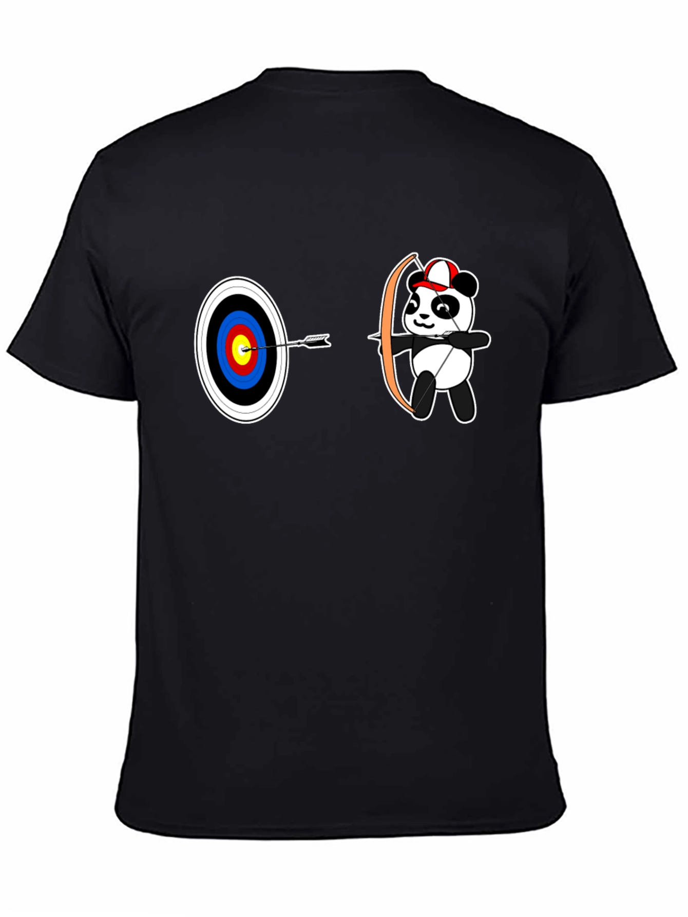 Black Archery Panda Graphic Tee - Black Cotton T-Shirt view 4
