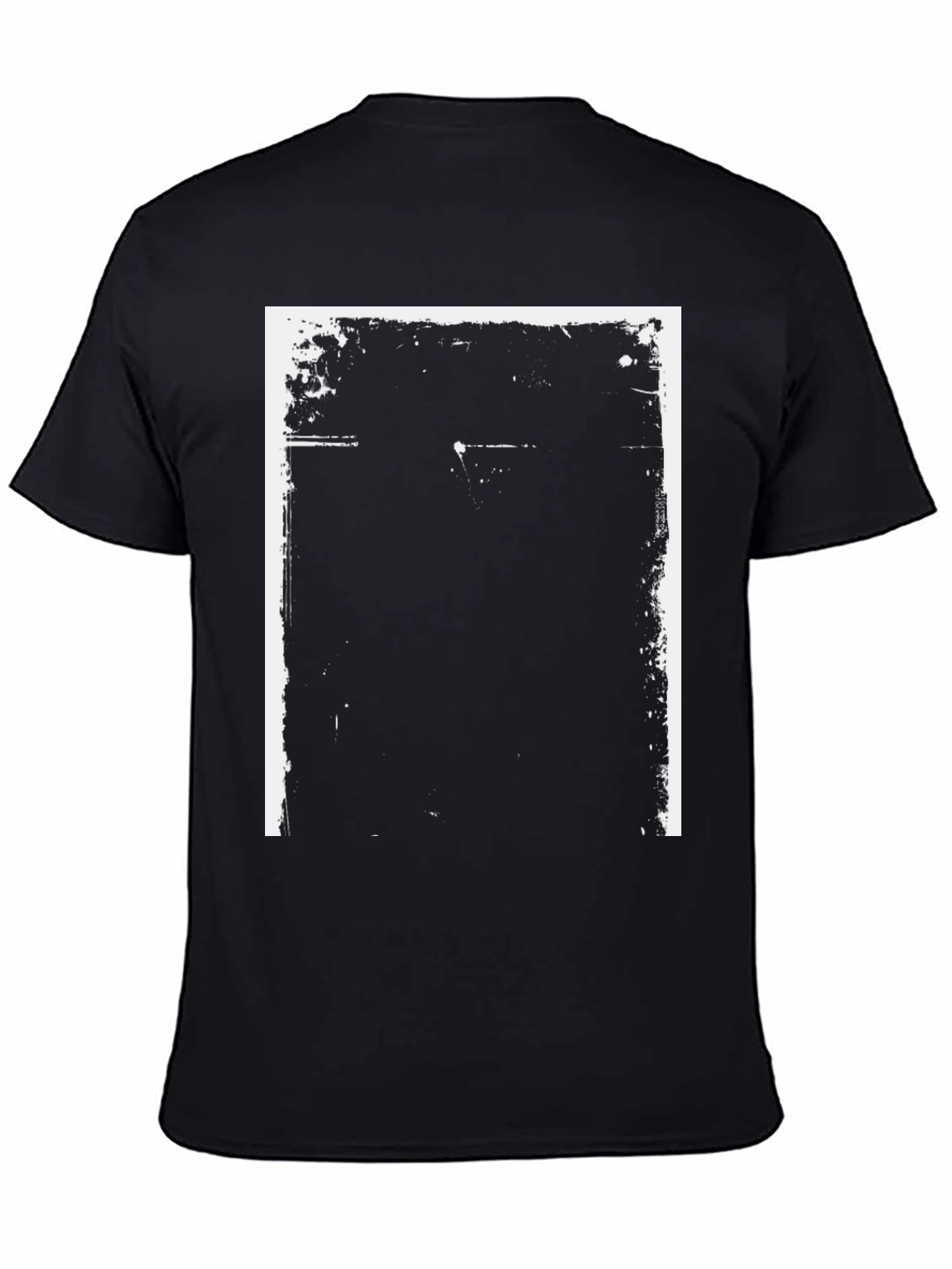 Black Men's Black Graphic Tee - Grunge Border Design view 4
