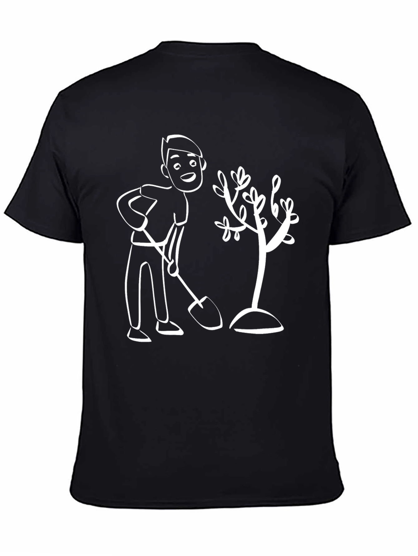 Cartoon Gardener Graphic T-Shirt - Black - 4