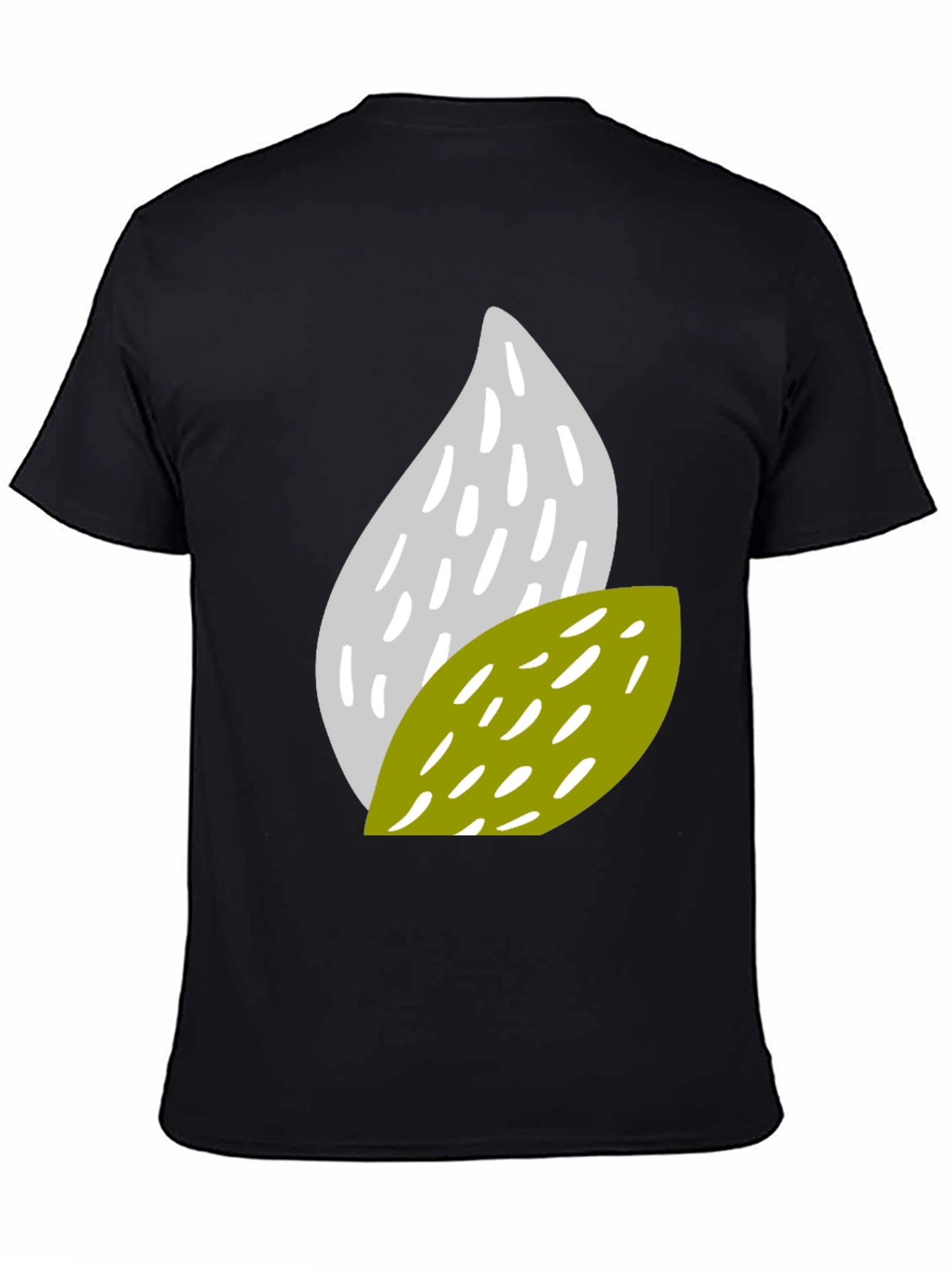 Black Abstract Leaf Pattern Black T-Shirt view 4