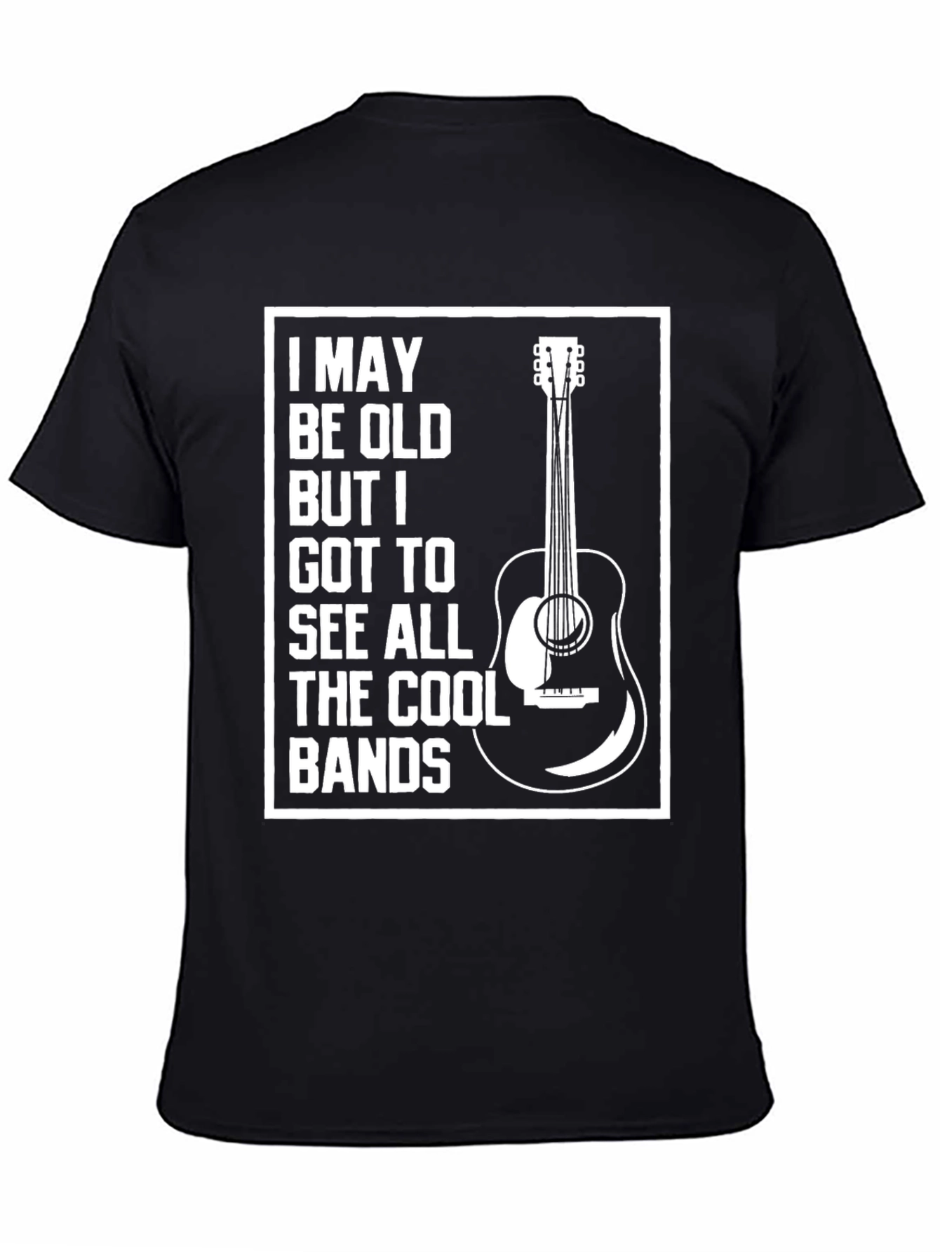 Black Cool Bands Guitar Graphic Tee view 4
