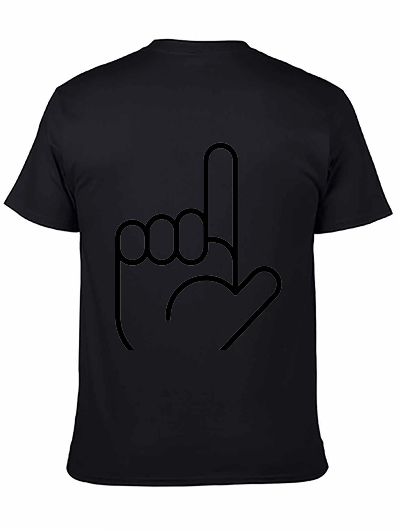 Black Novelty Black T-Shirt with Finger Icon view 4