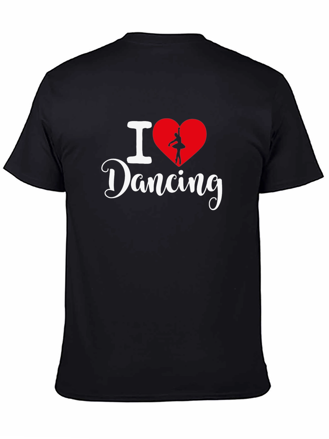 Black I Heart Dancing T-Shirt - Ballerina Silhouette Graphic Tee view 4