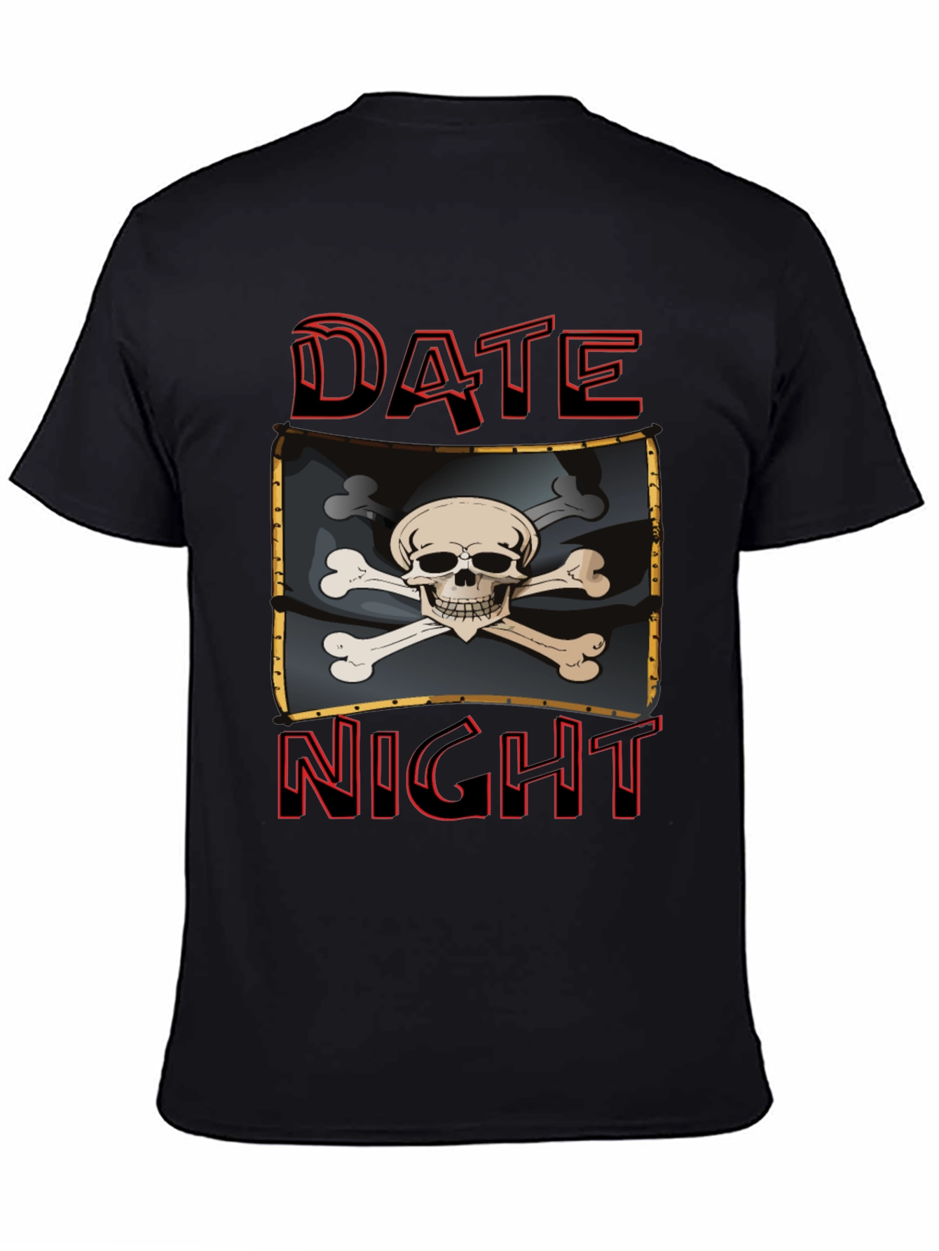 Black Date Night Skull and Crossbones Graphic T-Shirt view 4