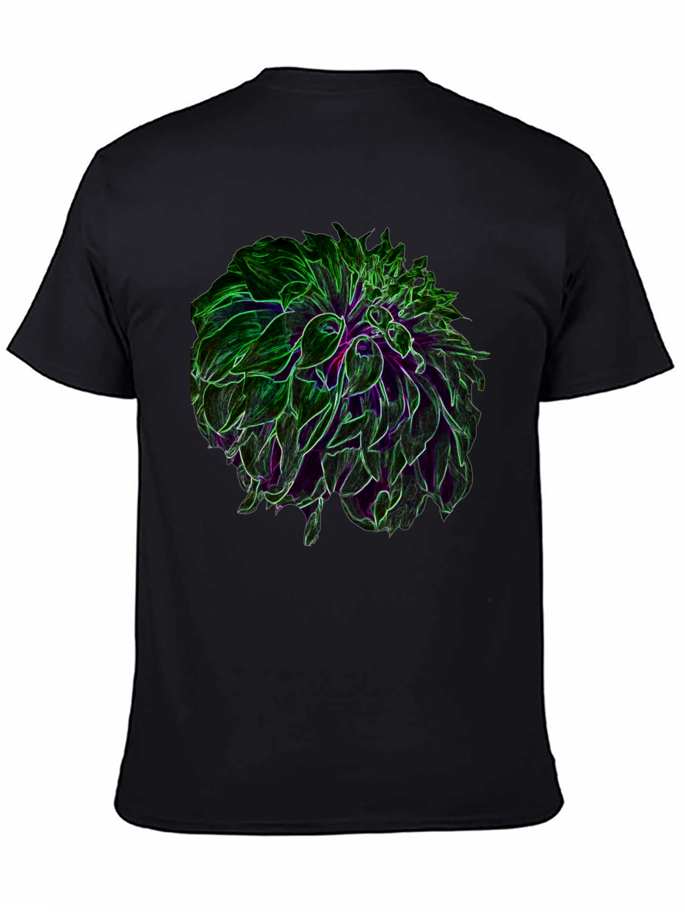 Black Neon Floral Graphic Black T-Shirt view 4