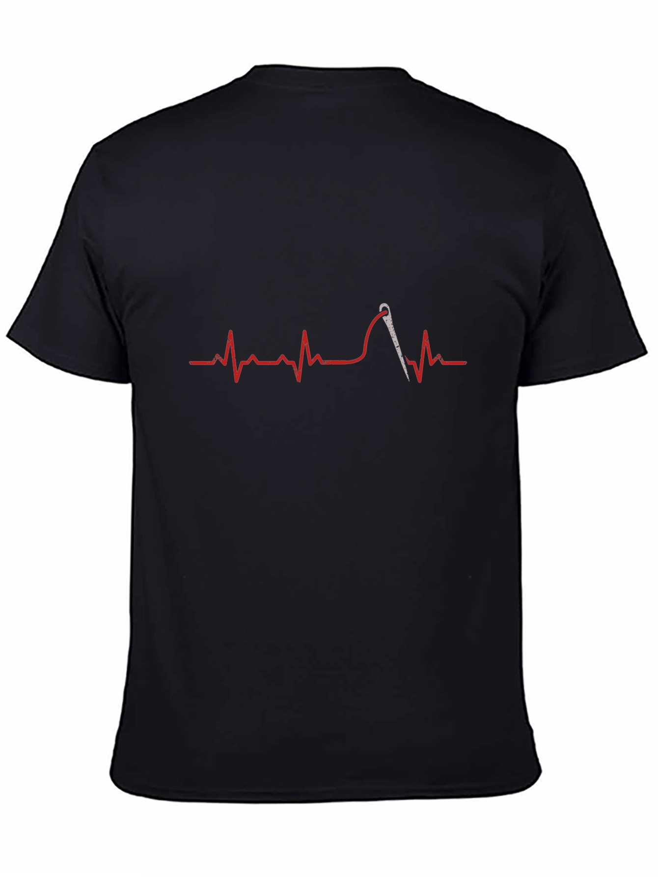 Black Sewing Heartbeat T-Shirt - Seamstress, Tailor Gift view 4