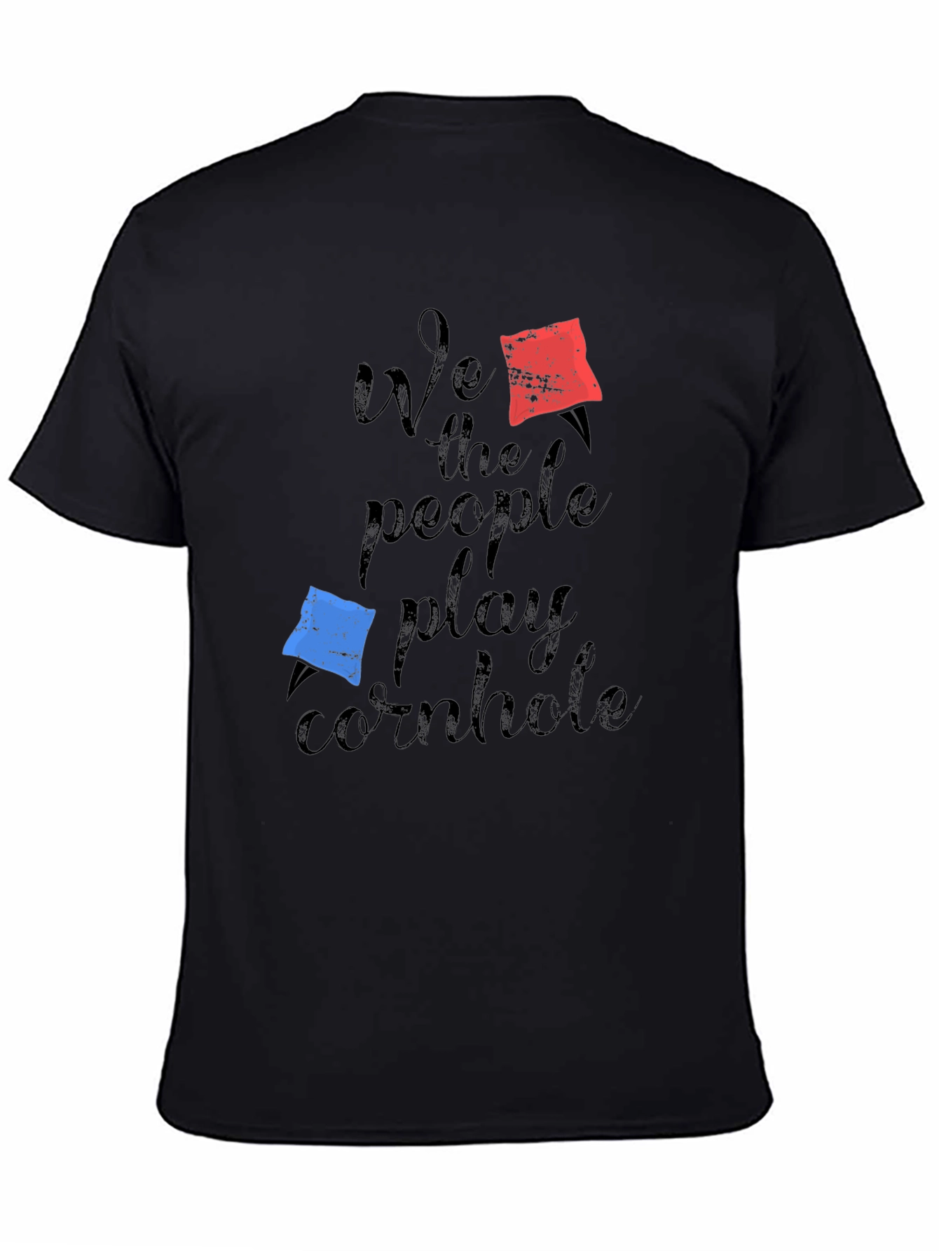 Black We The People Play Cornhole T-Shirt view 4