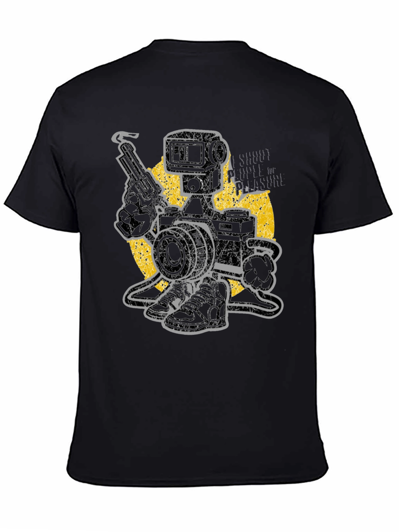 Black Retro Camera Robot T-Shirt - Shoot for Pleasure view 4