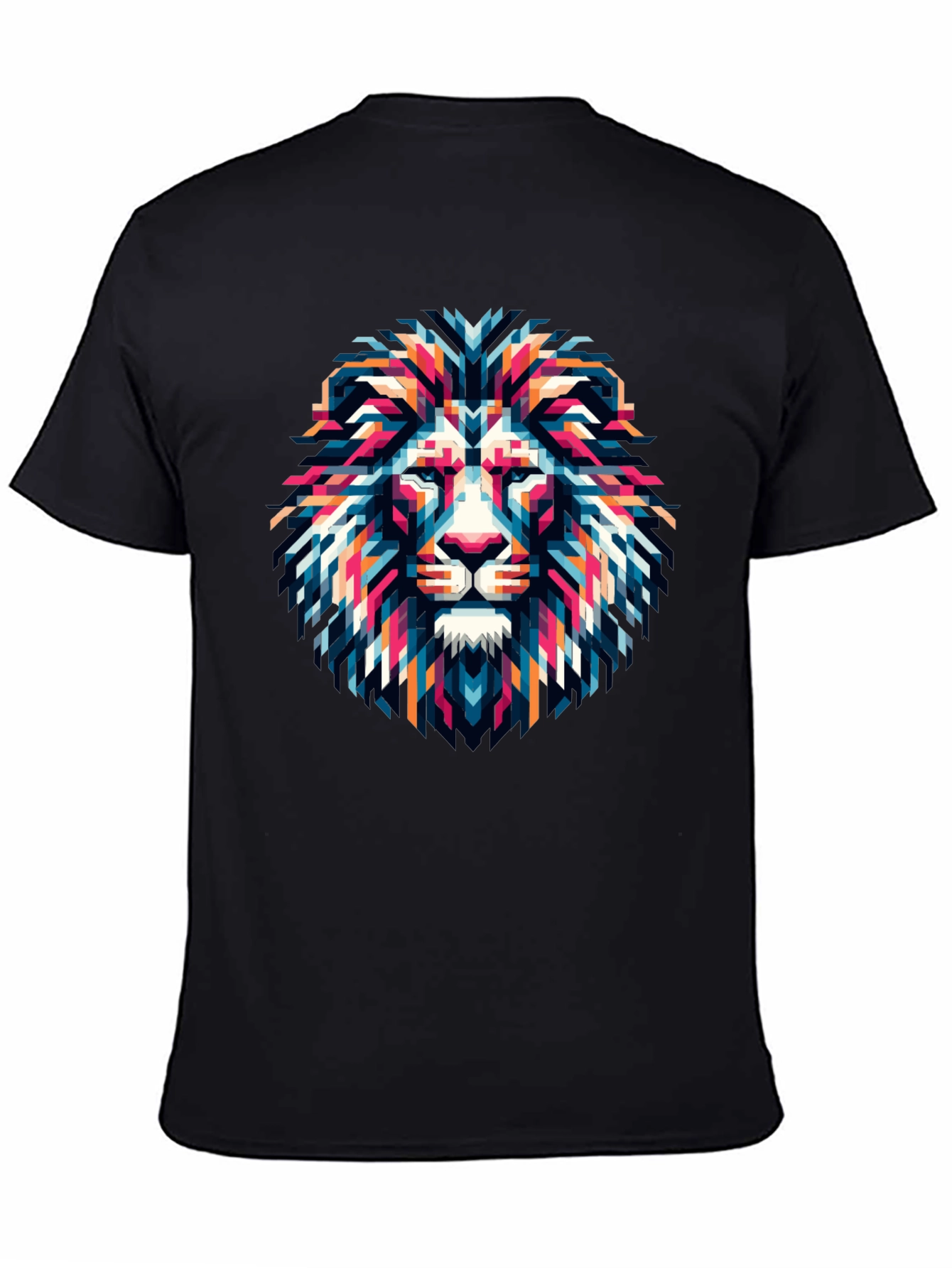 Black Geometric Lion Graphic Tee - Modern Artistic Style view 4