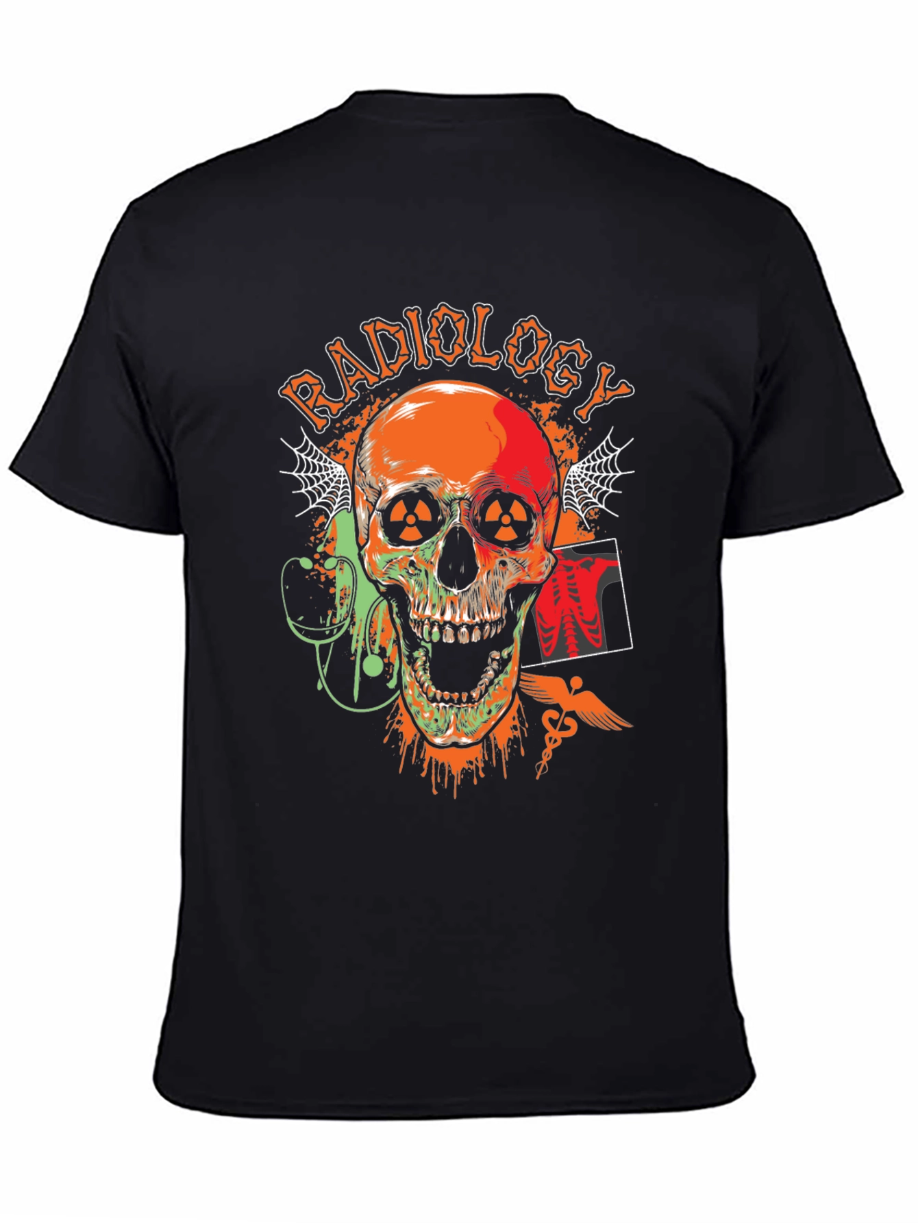 Black Radiology Skull Graphic T-Shirt - Black view 4