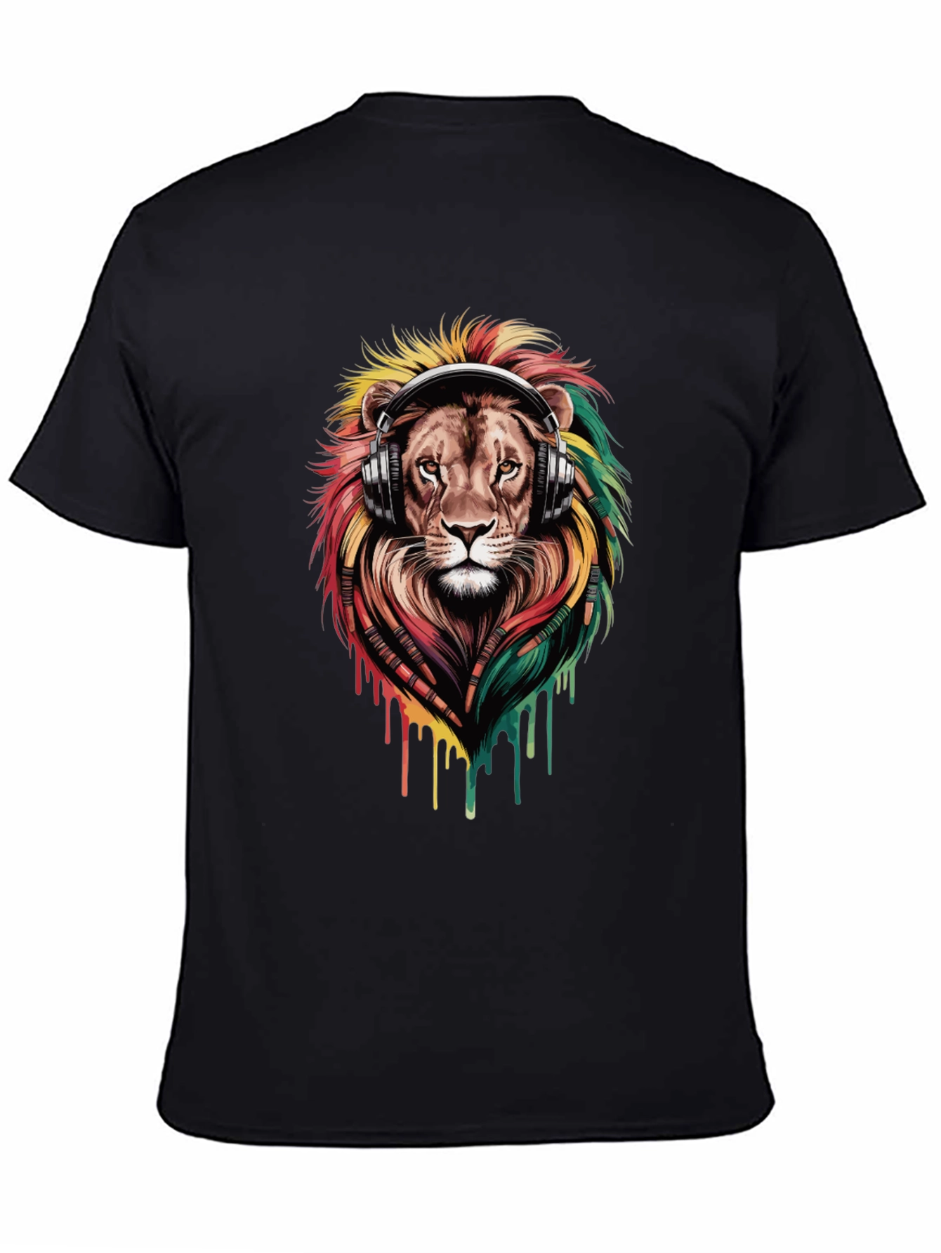 Black Lion Headphones Graphic Tee - Black view 4