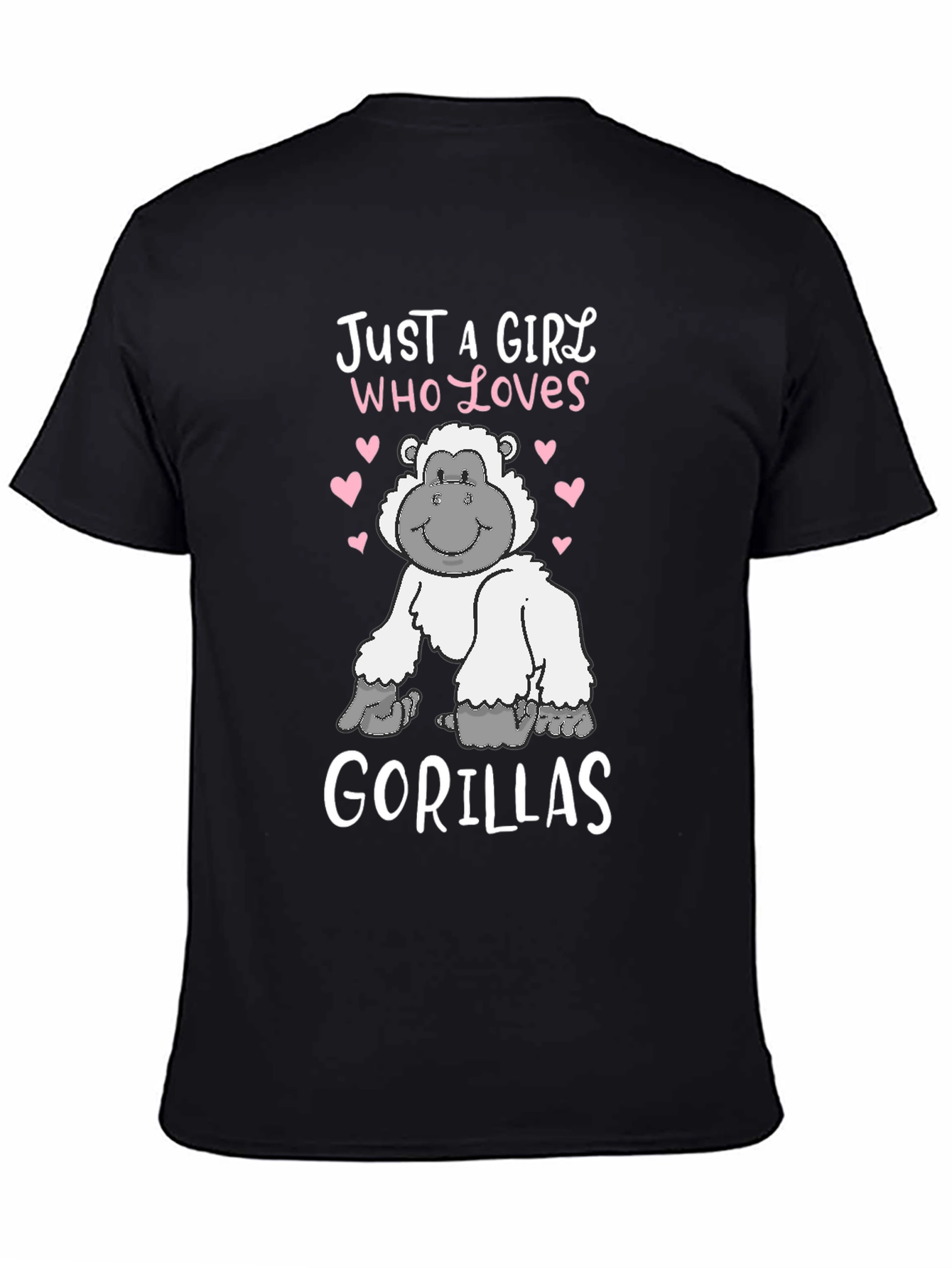 Black Just a Girl Who Loves Gorillas T-Shirt view 4