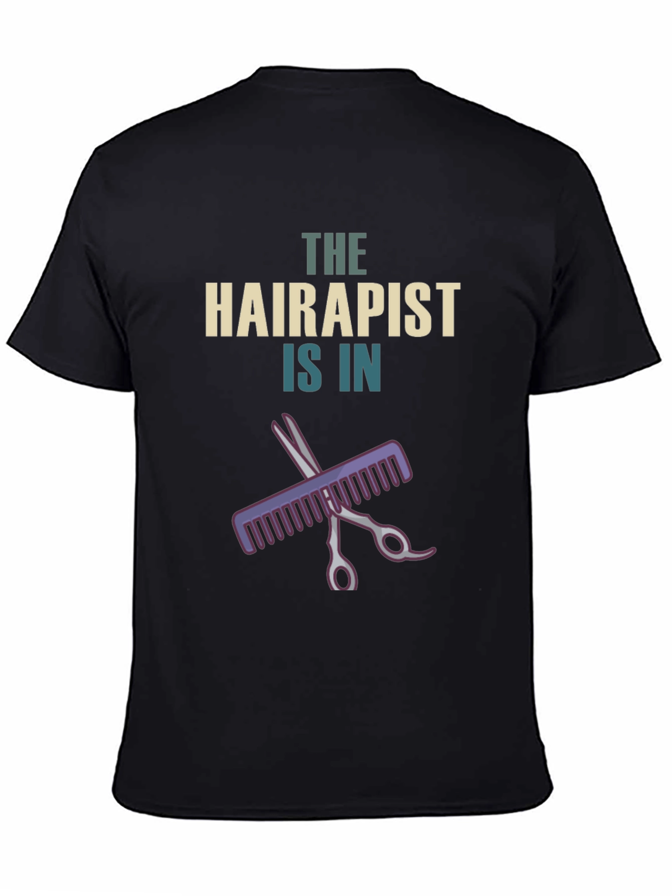 Black The Hairapist Is In Graphic T-Shirt view 4
