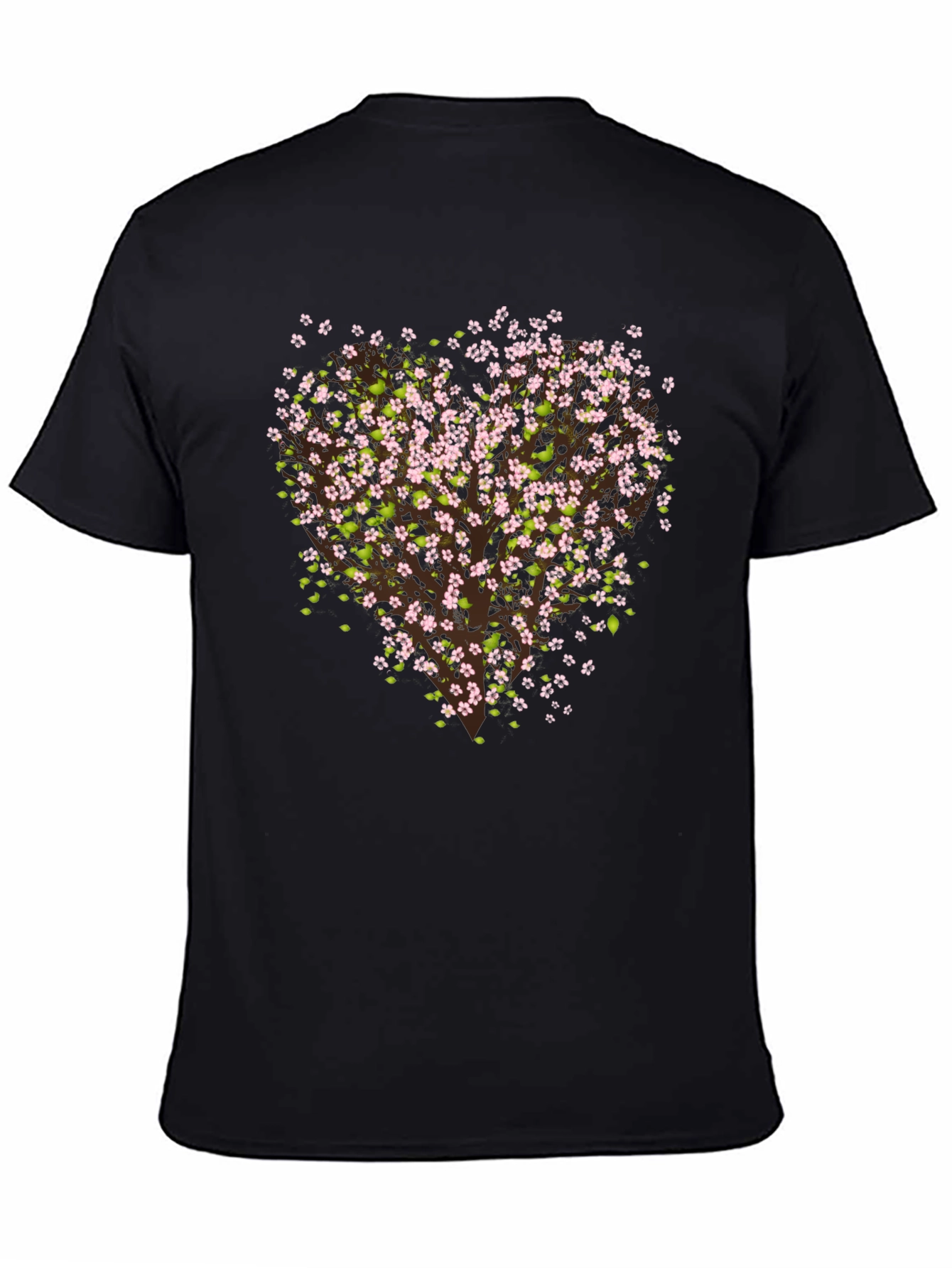 Black Cherry Blossom Tree Graphic Black T-Shirt view 4