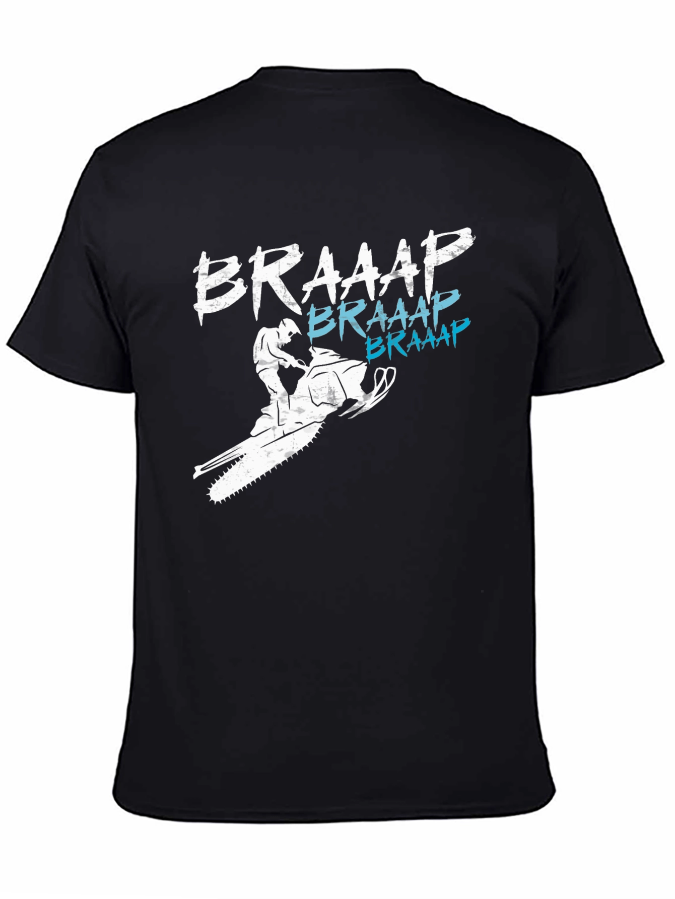 Black Braaap Snowmobile T-Shirt - Black Graphic Tee view 4