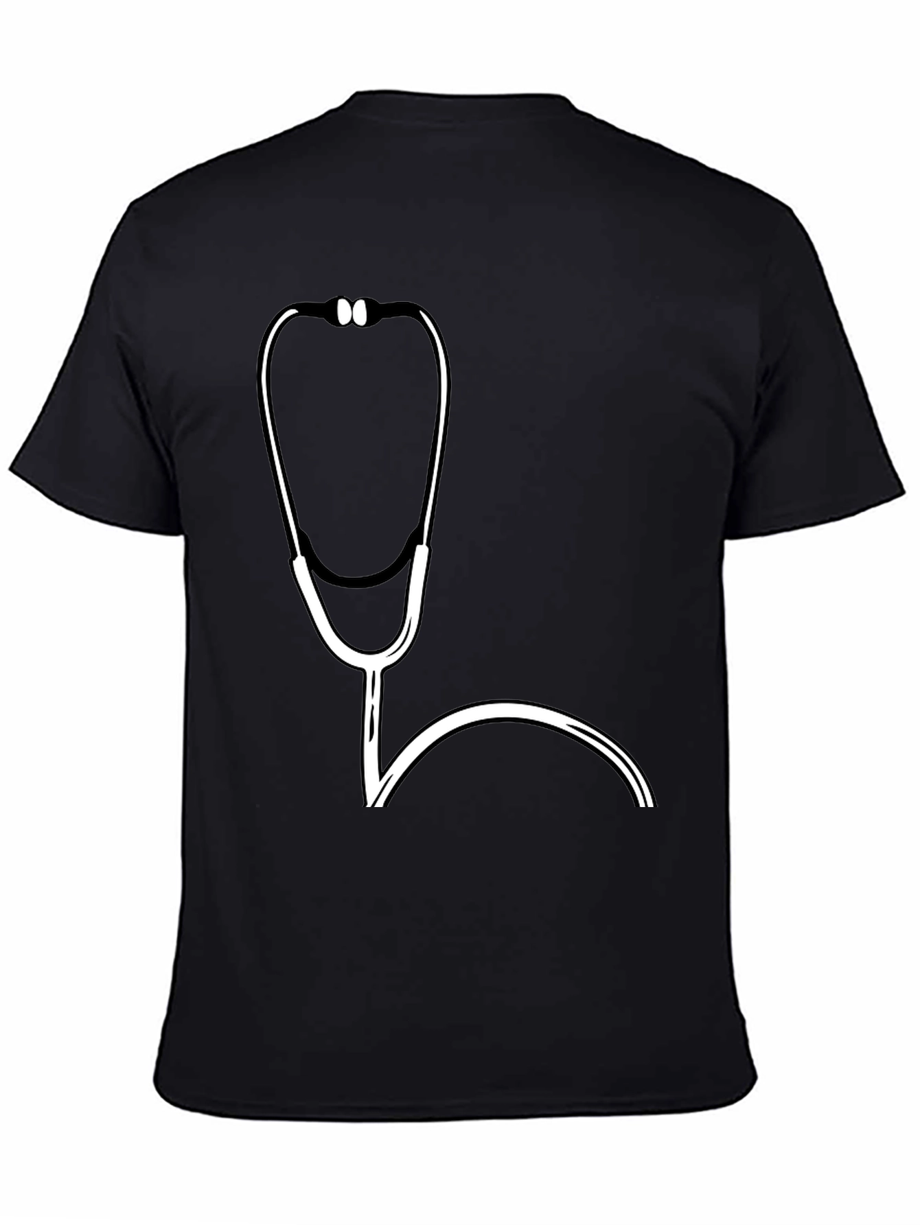 Black Doctor Stethoscope Graphic Tee - Medical Professional T-Shirt view 4