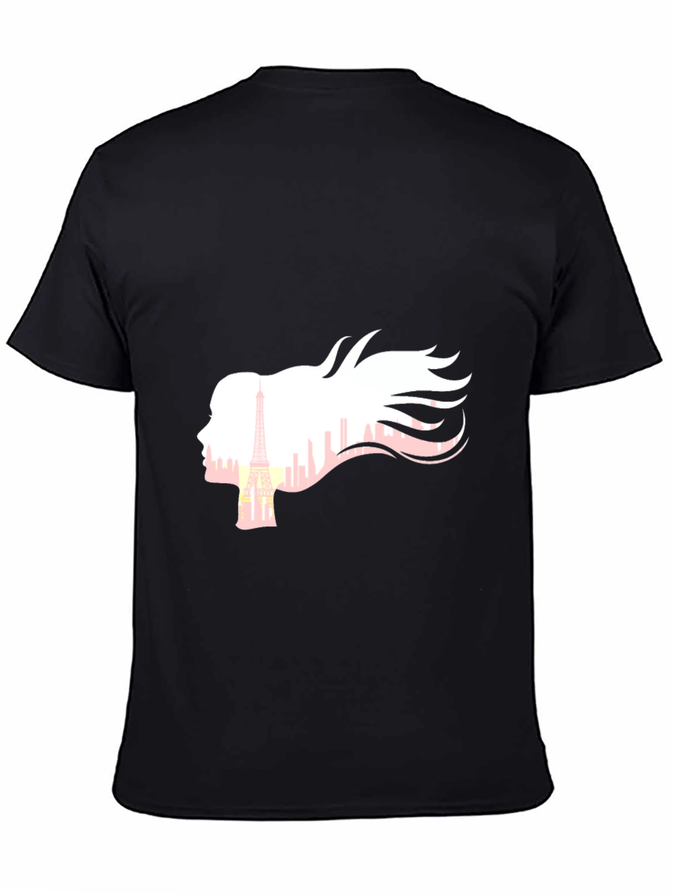 Black Paris Silhouette Graphic Tee - Stylish Black T-Shirt view 4