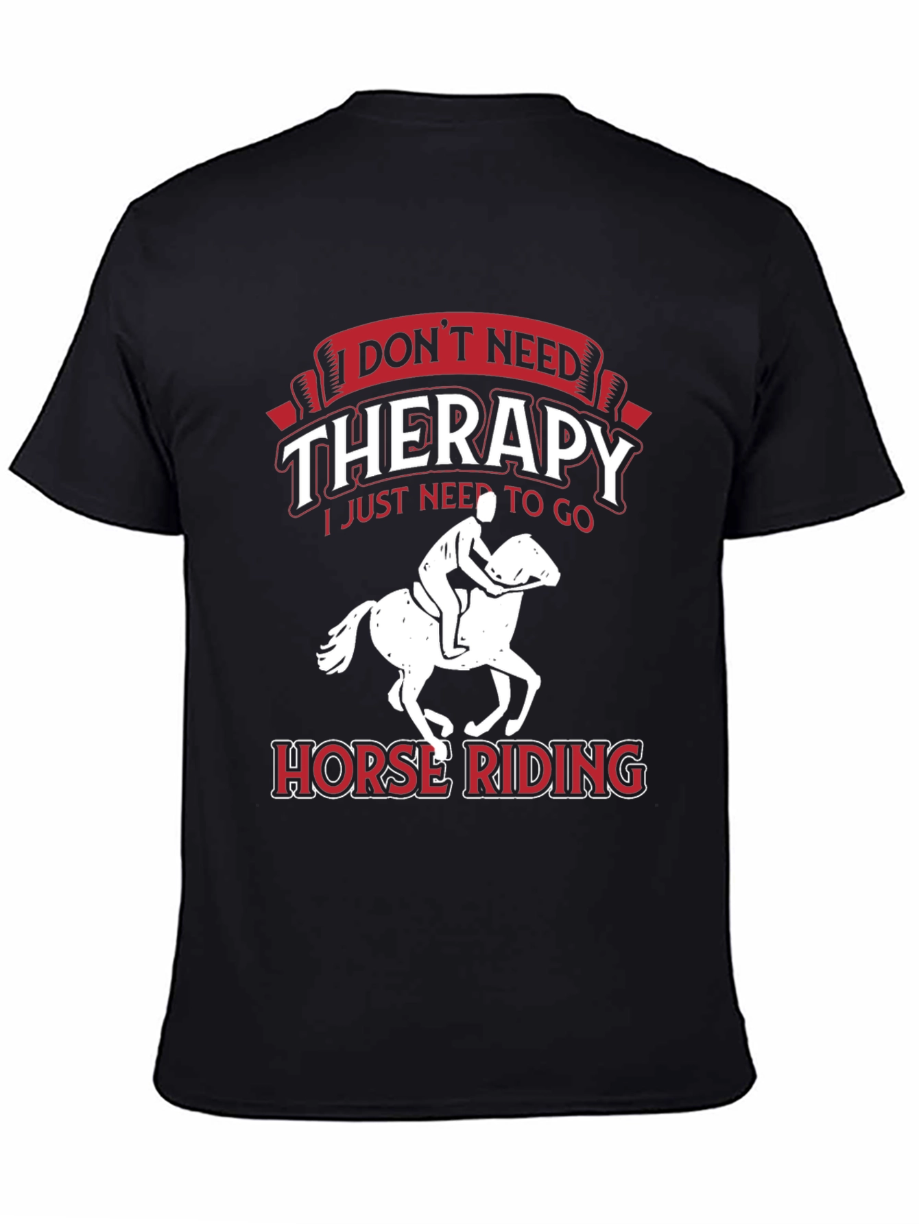Black Horse Riding Therapy T-Shirt view 4