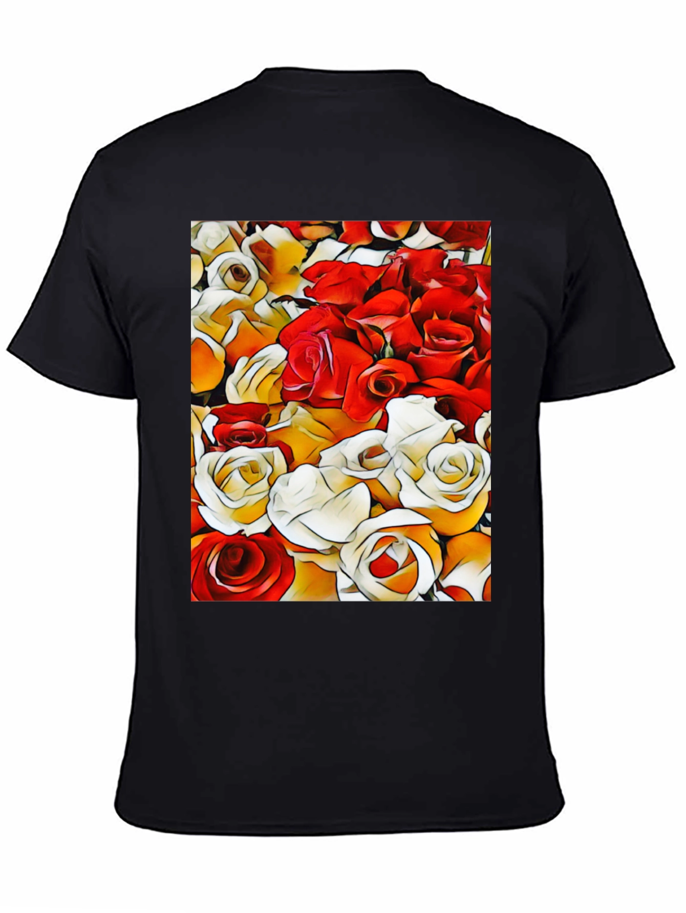 Black Floral Pattern T-Shirt view 4